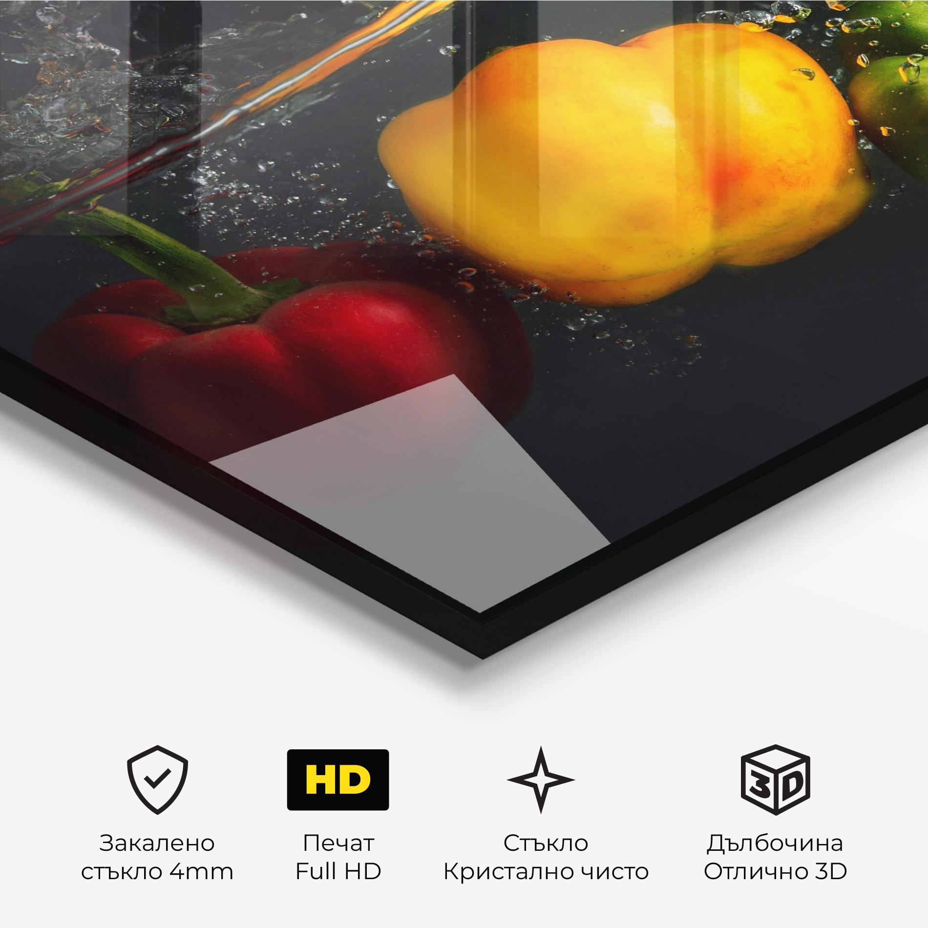 Стъклена картина Cool Bellpepper Splash mockup 3