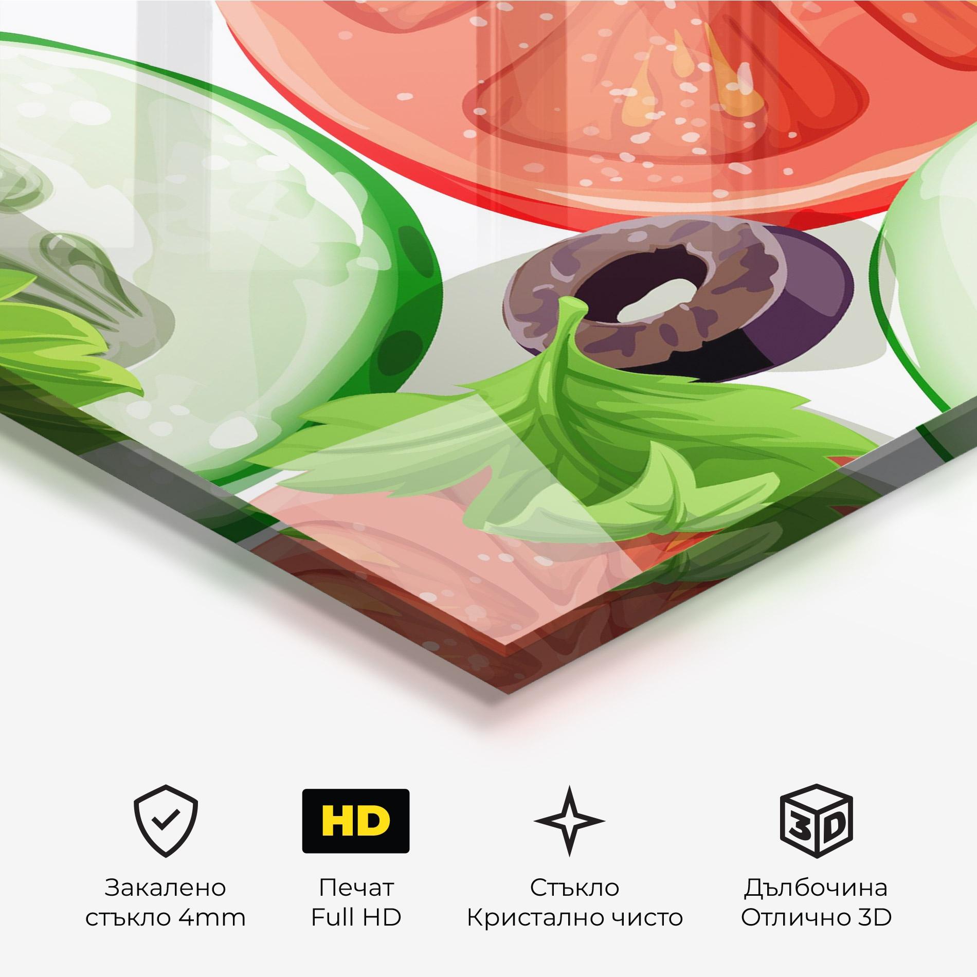 Стъклена картина Cucumber Tomatoes mockup 3