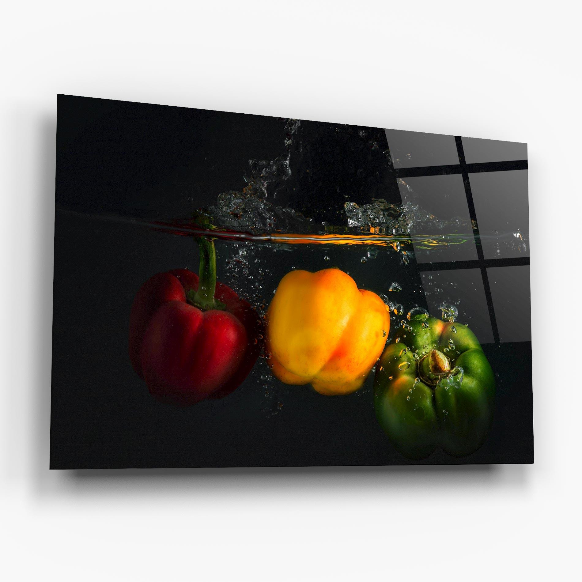 Стъклена картина Cool Bellpepper Splash mockup 6