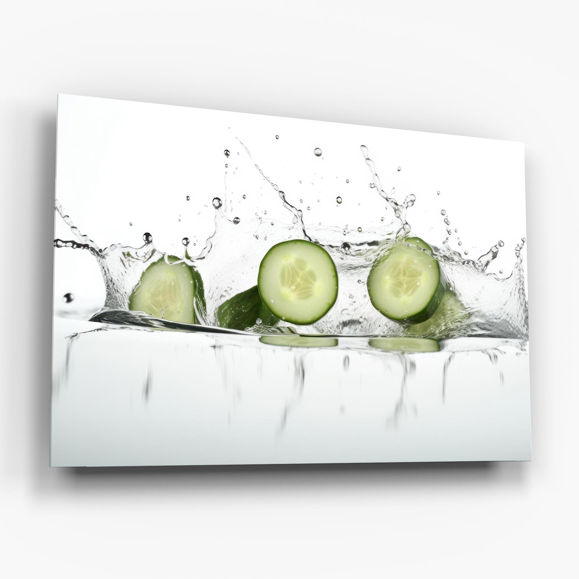 Стъклена картина Cucumber Cool Splash mockup 6