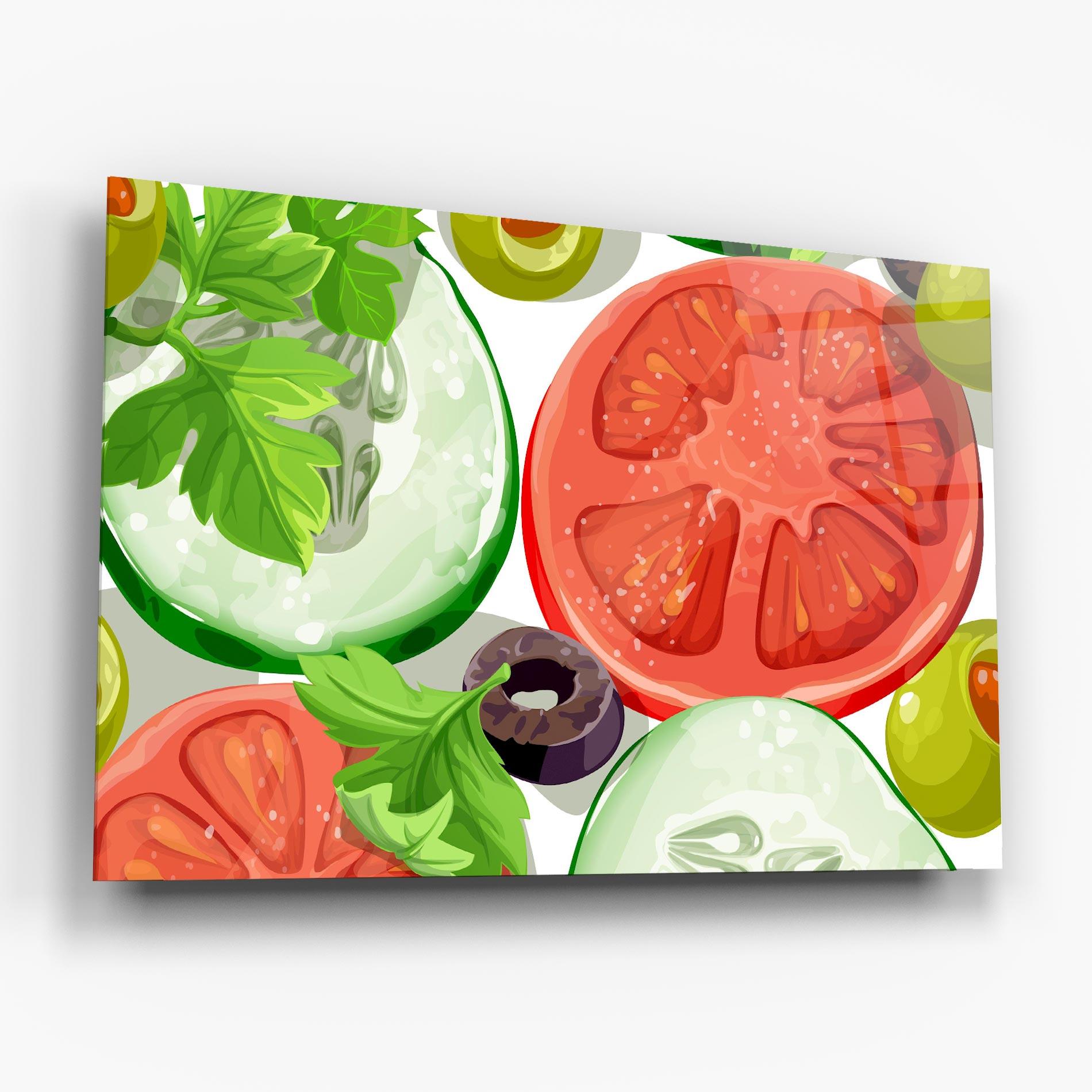 Стъклена картина Cucumber Tomatoes mockup 6