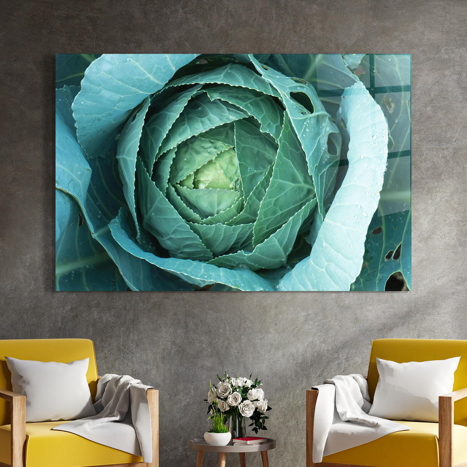 Стъклена картина Blue Lettuce mockup 4