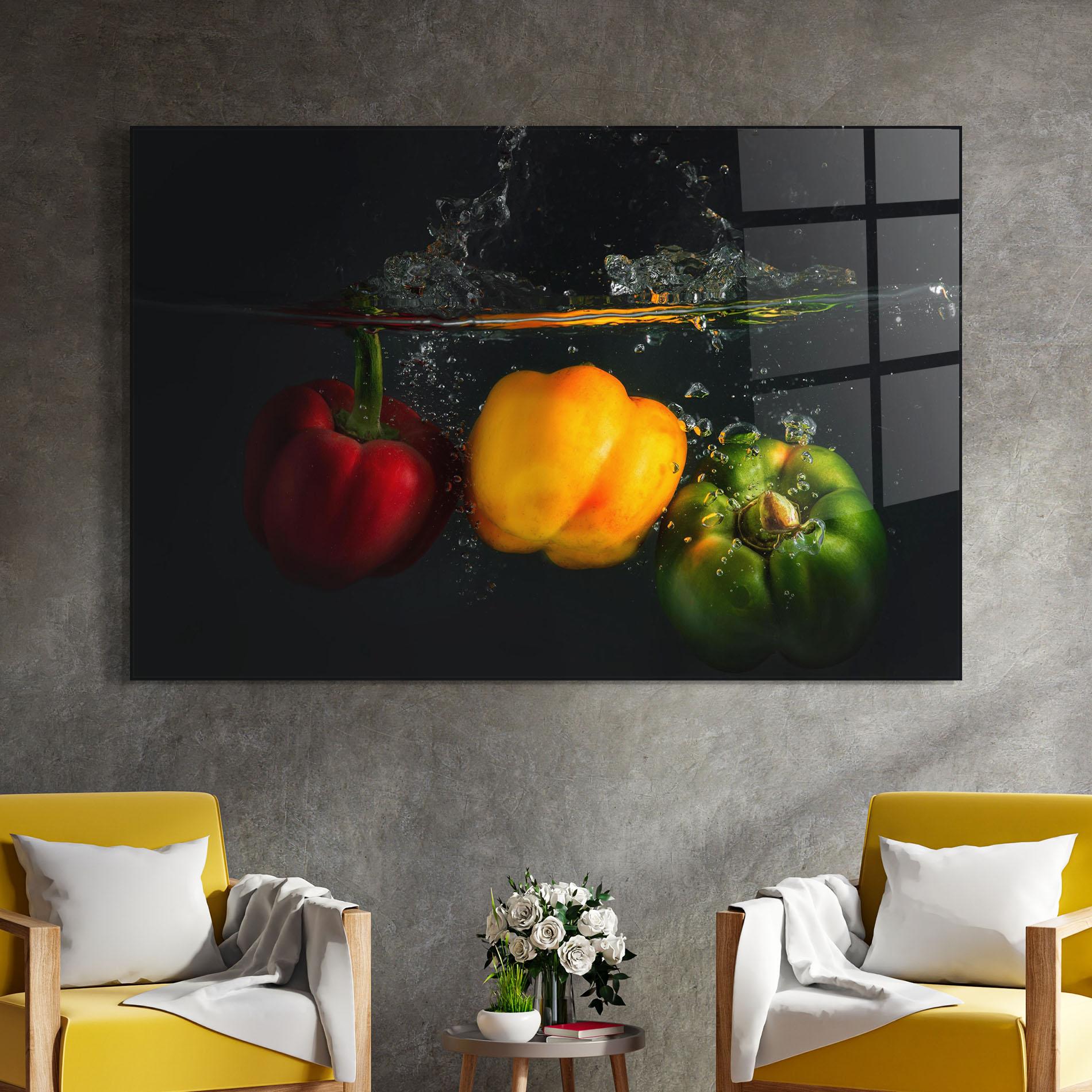 Стъклена картина Cool Bellpepper Splash mockup 4