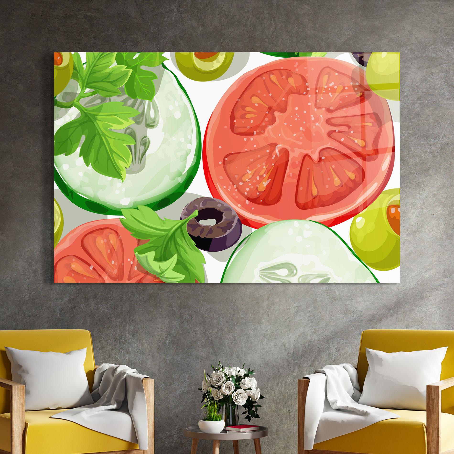 Стъклена картина Cucumber Tomatoes mockup 4