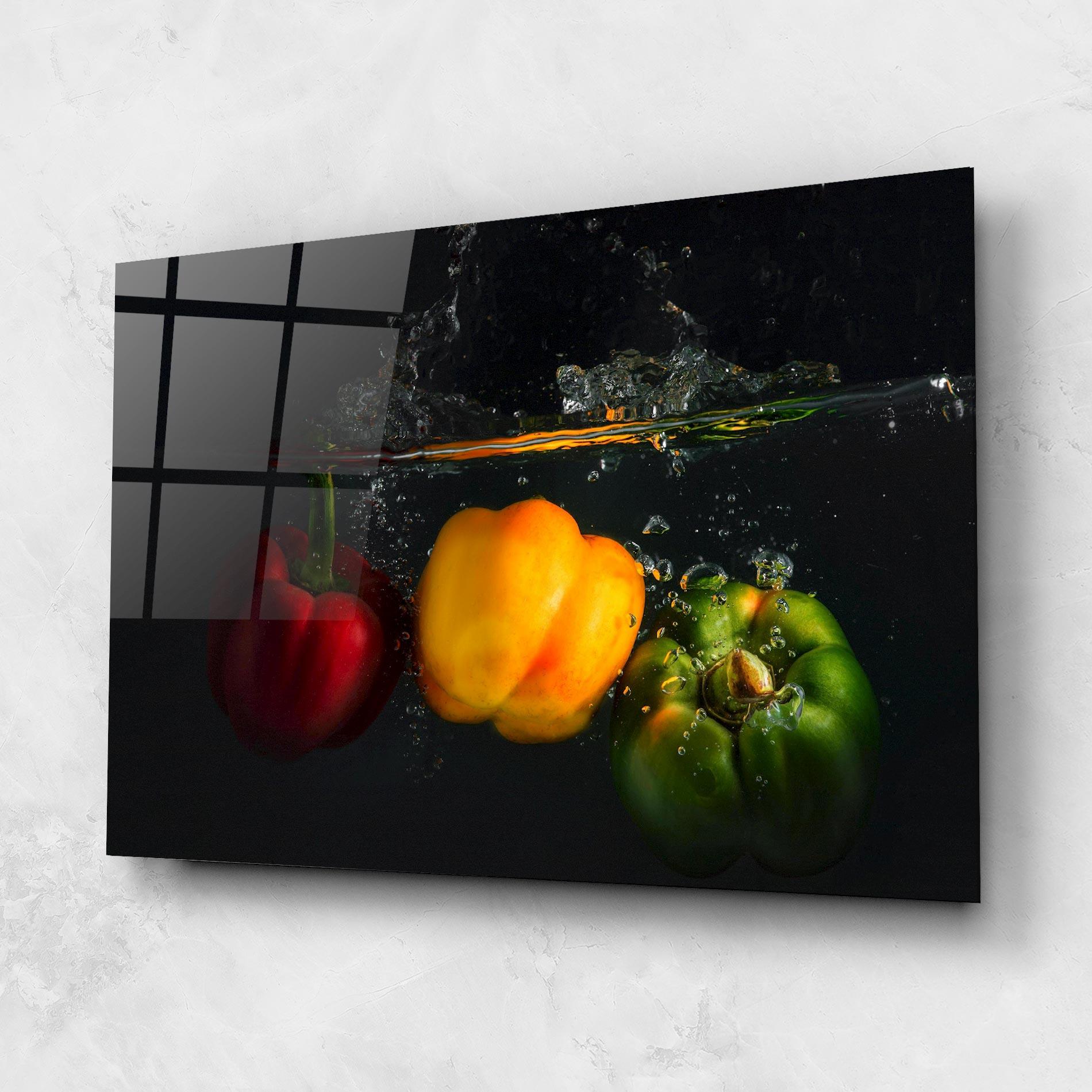 Стъклена картина Cool Bellpepper Splash mockup 1