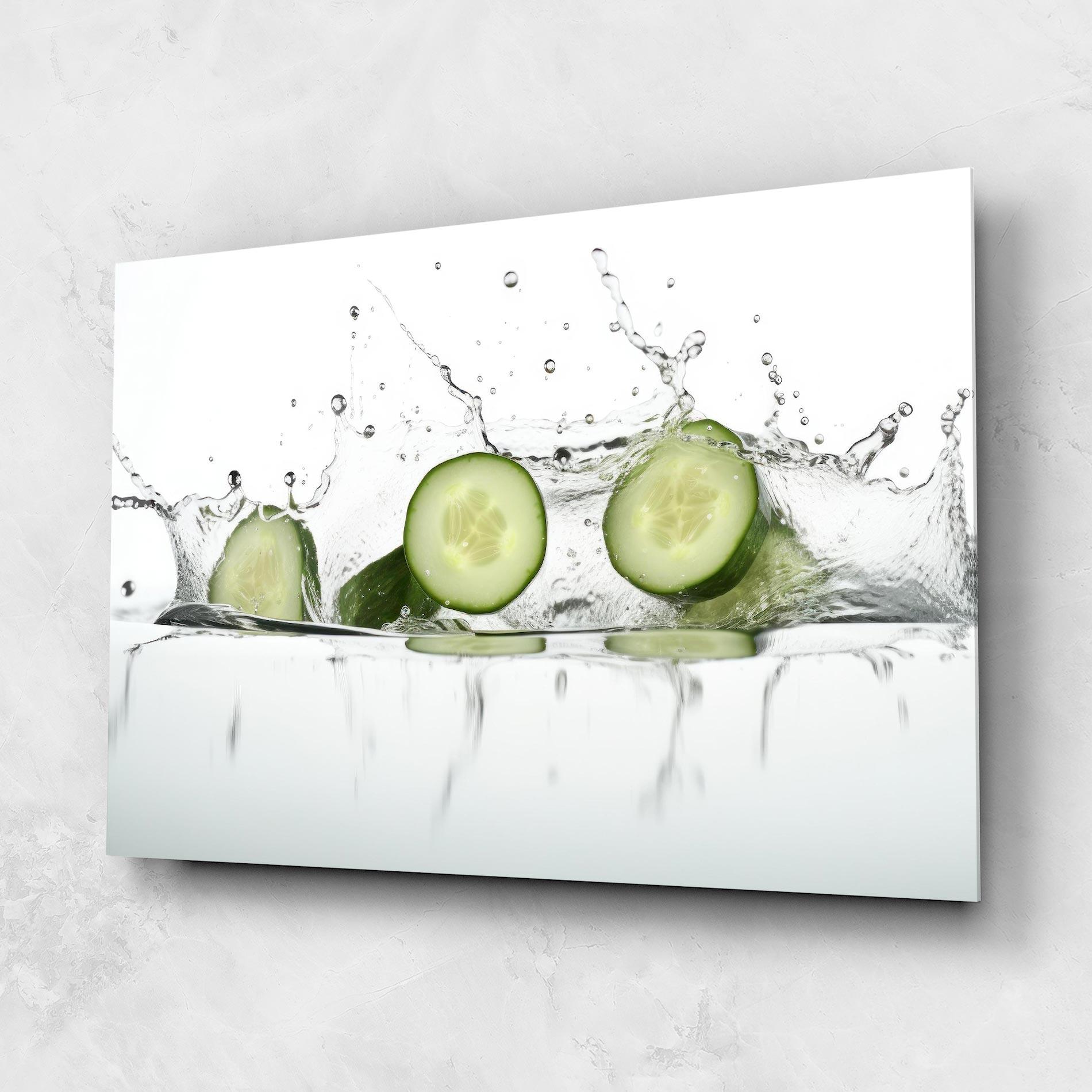 Стъклена картина Cucumber Cool Splash mockup 1
