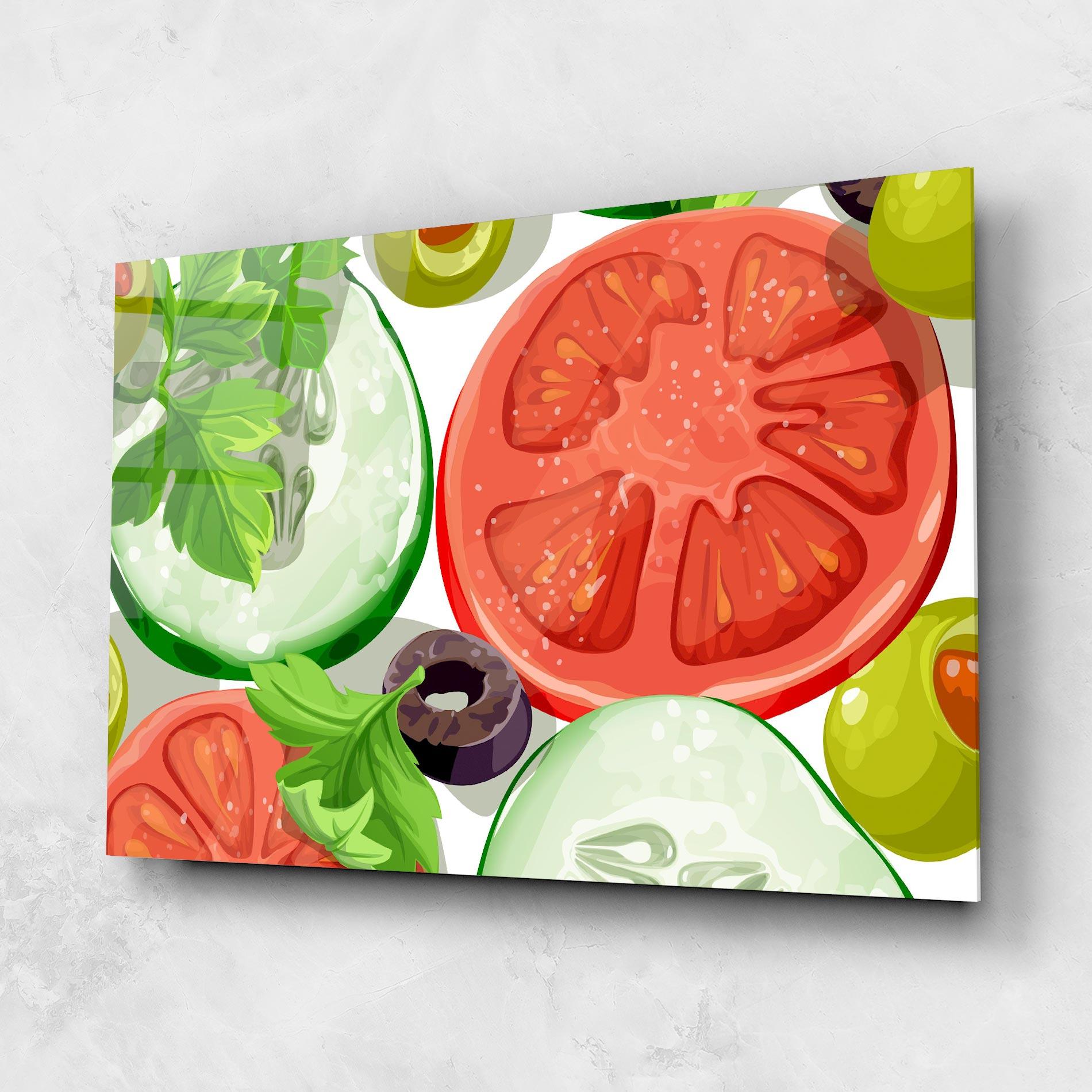 Стъклена картина Cucumber Tomatoes mockup 1