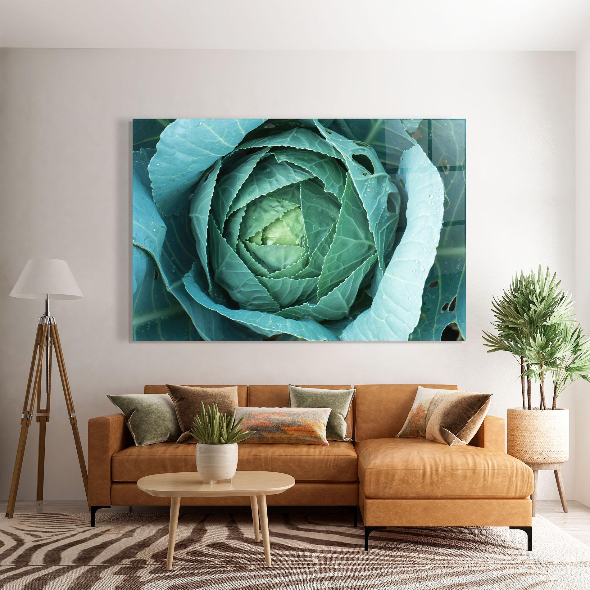 Стъклена картина Blue Lettuce mockup 7