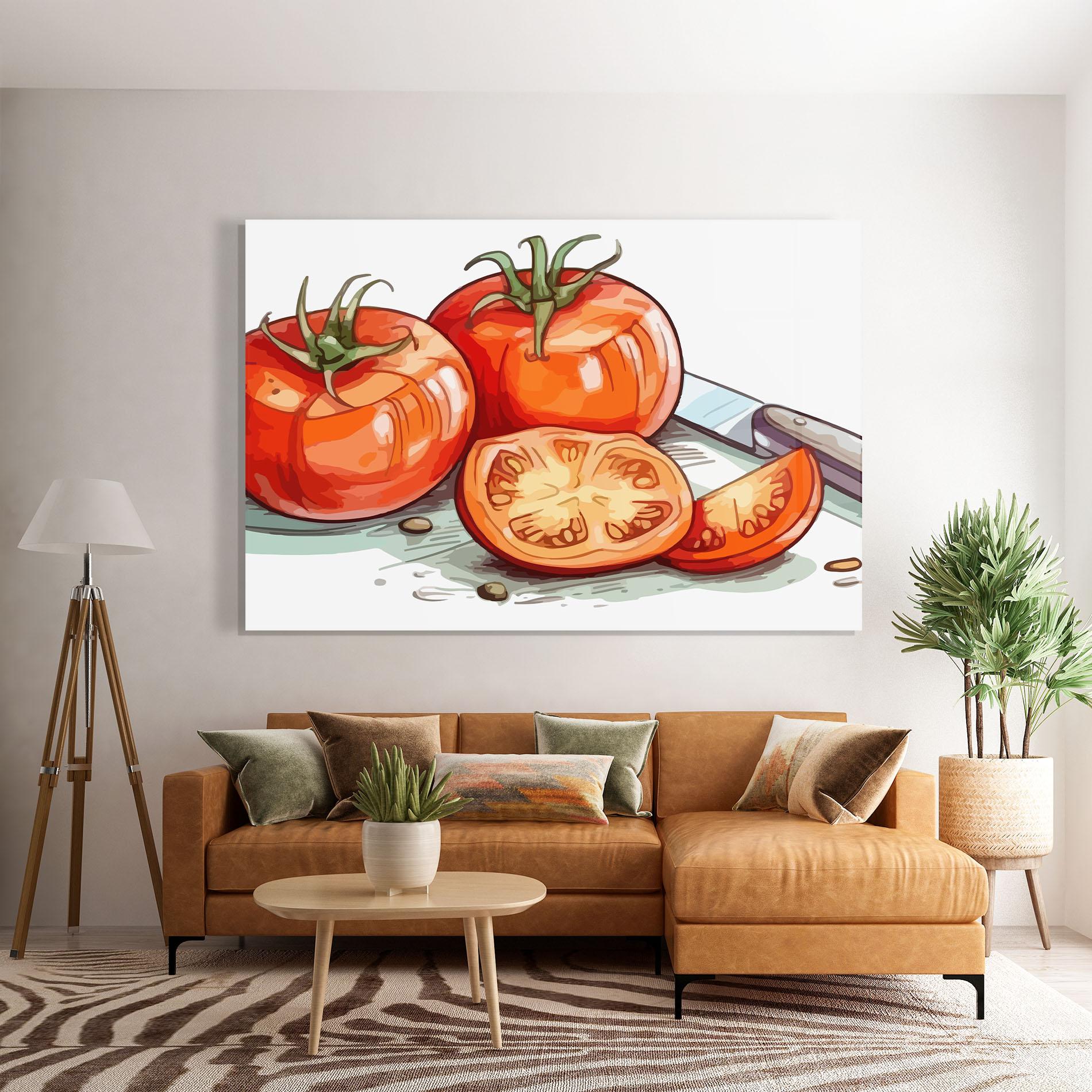 Стъклена картина Drawing Tomato Art mockup 7