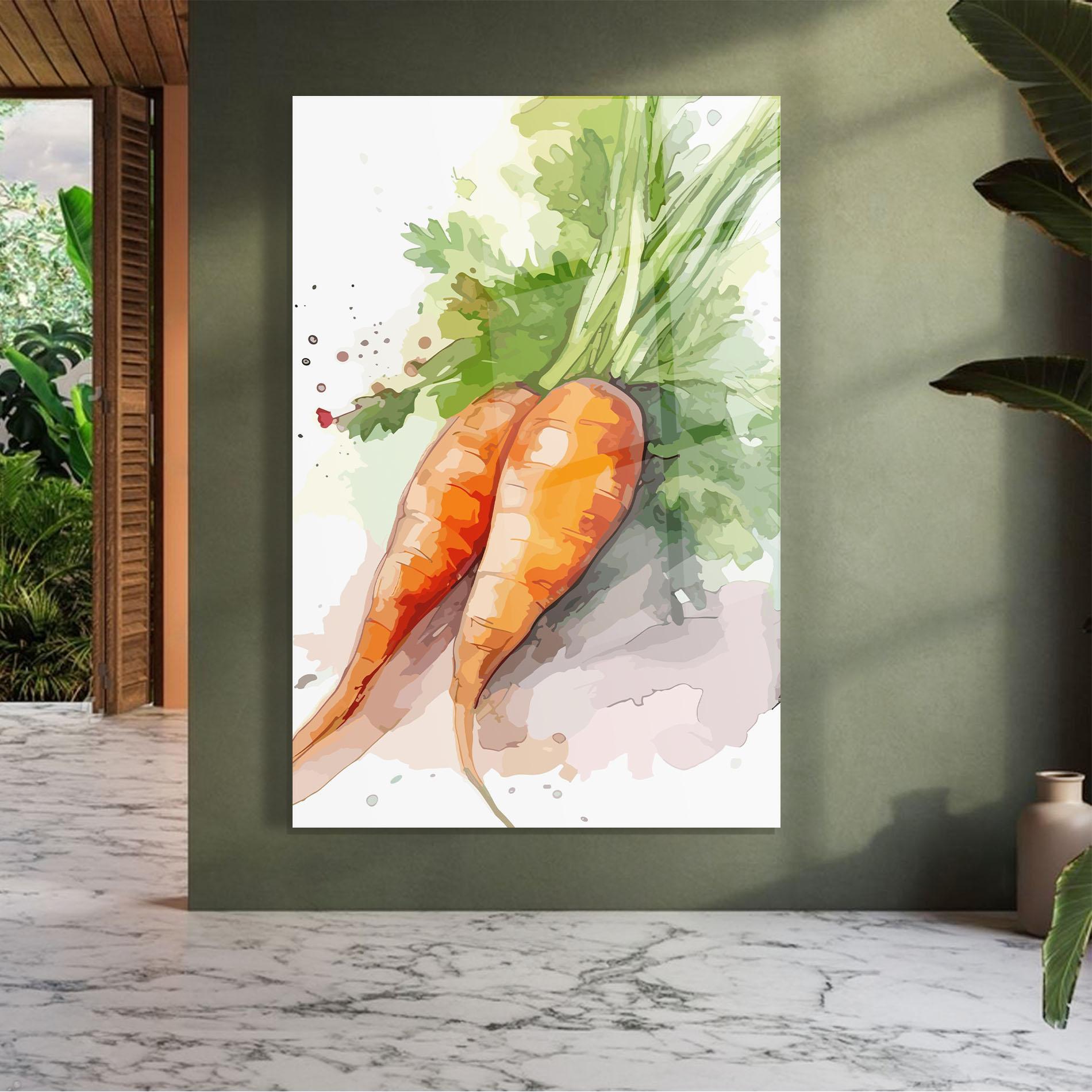 Стъклена картина Carrot Watercolor mockup 7