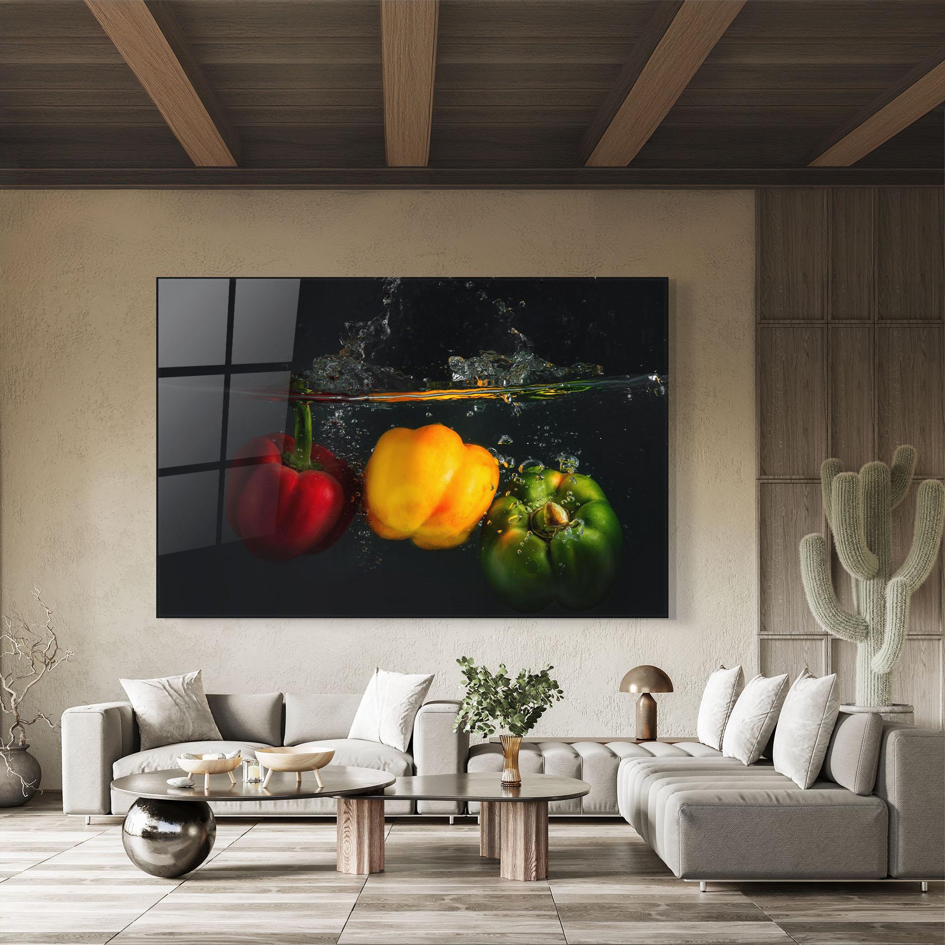 Стъклена картина Cool Bellpepper Splash mockup 8