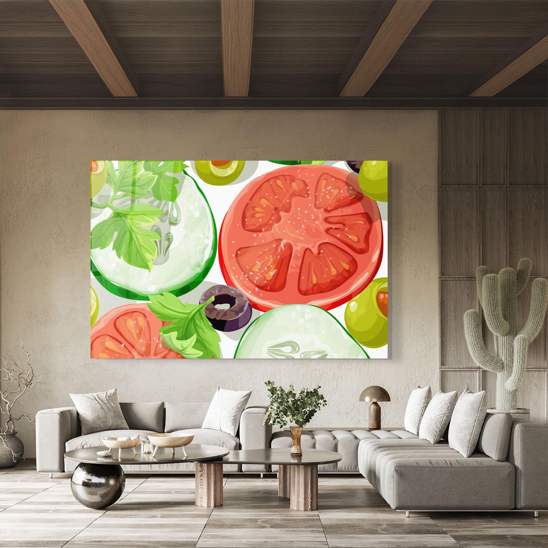 Стъклена картина Cucumber Tomatoes mockup 8