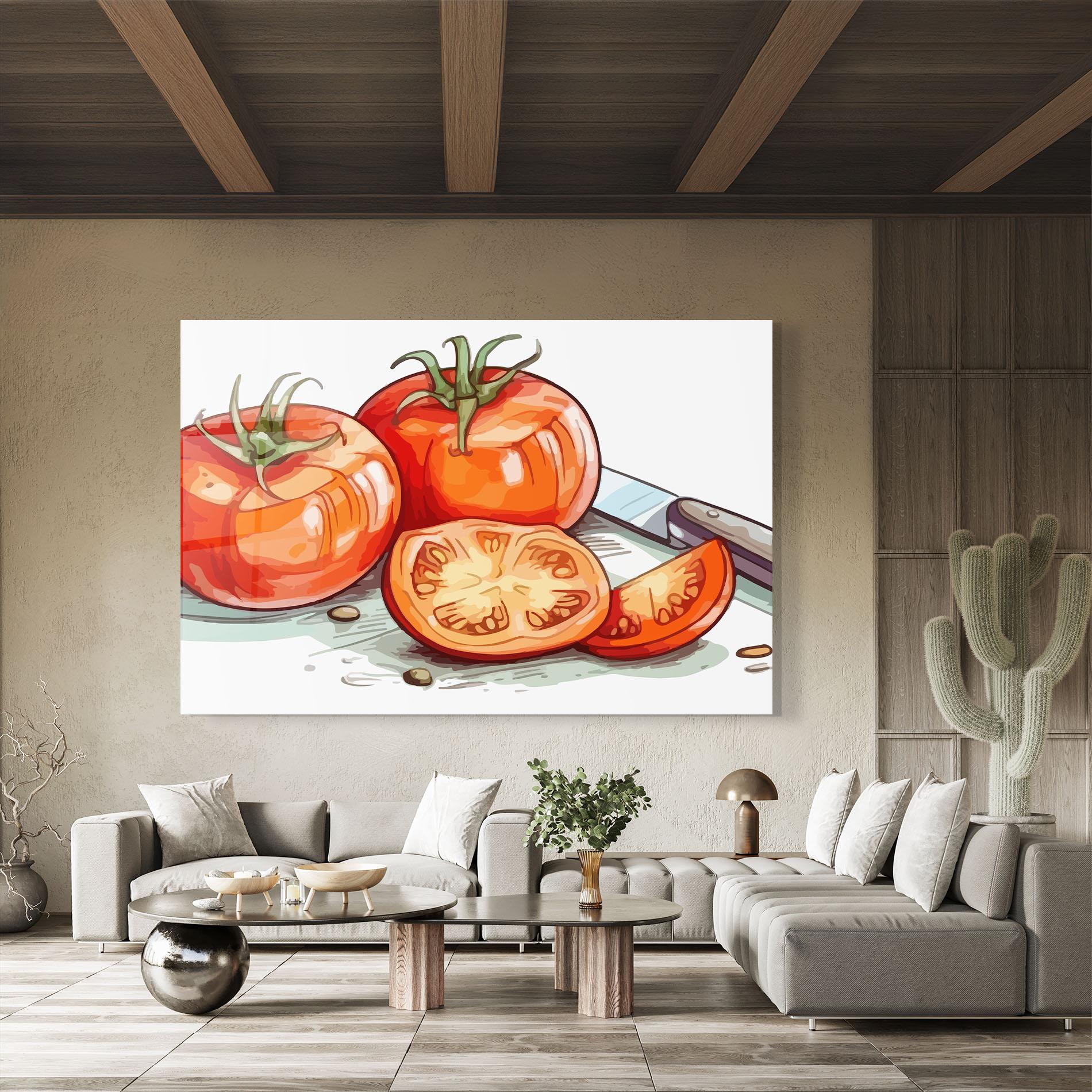 Стъклена картина Drawing Tomato Art mockup 8