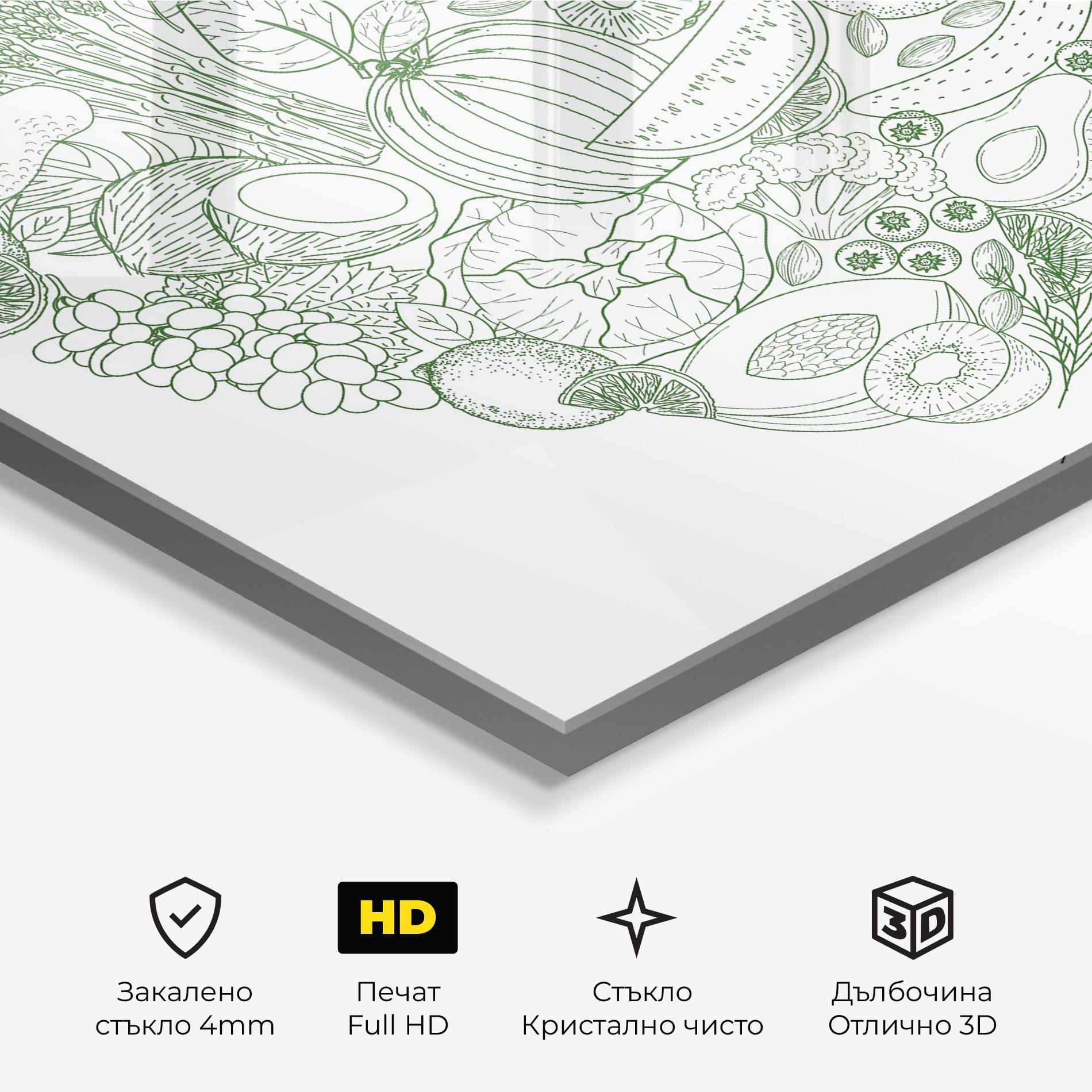 Стъклена картина Healthy Food Heart mockup 3