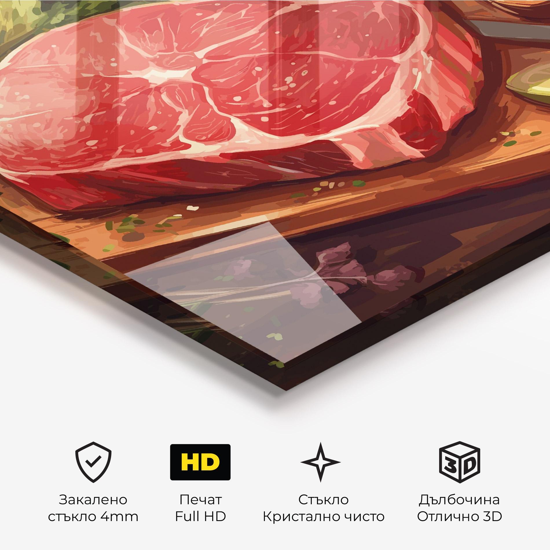 Стъклена картина Meat Preparing mockup 3