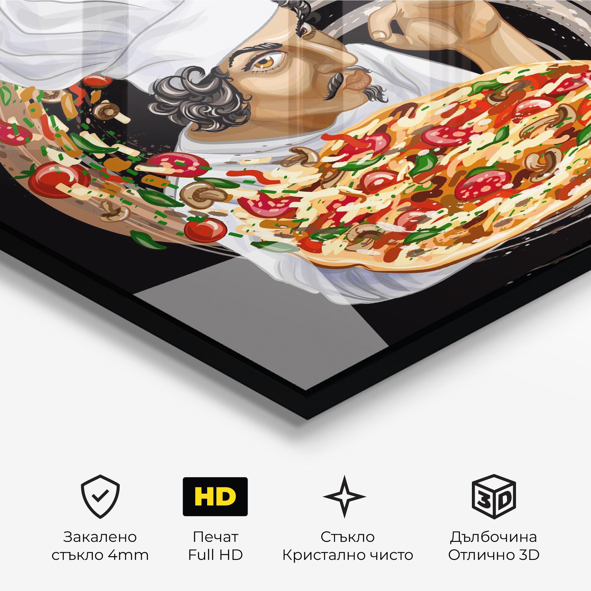 Стъклена картина Pizza Chef mockup 3