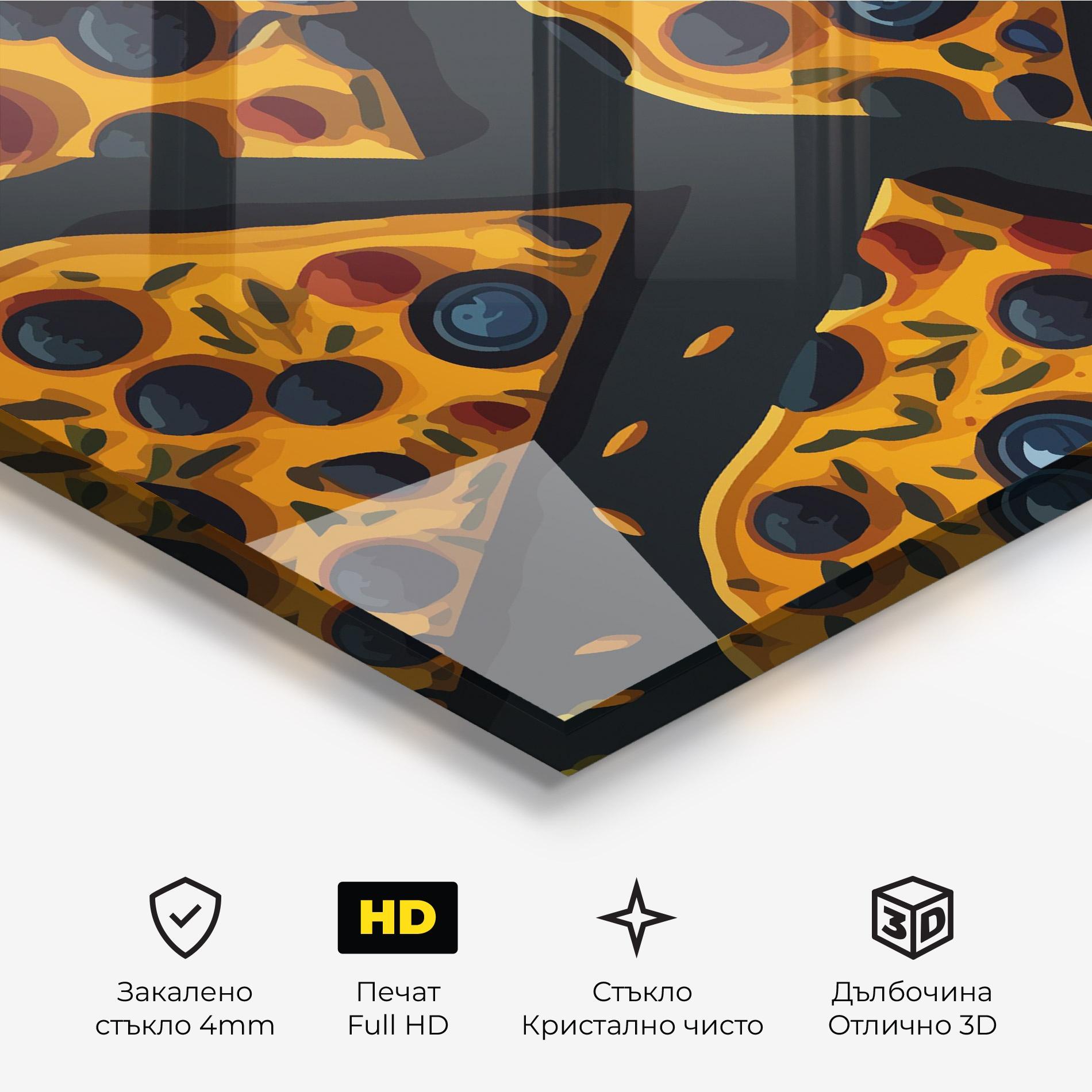 Стъклена картина Pizza Pattern mockup 3