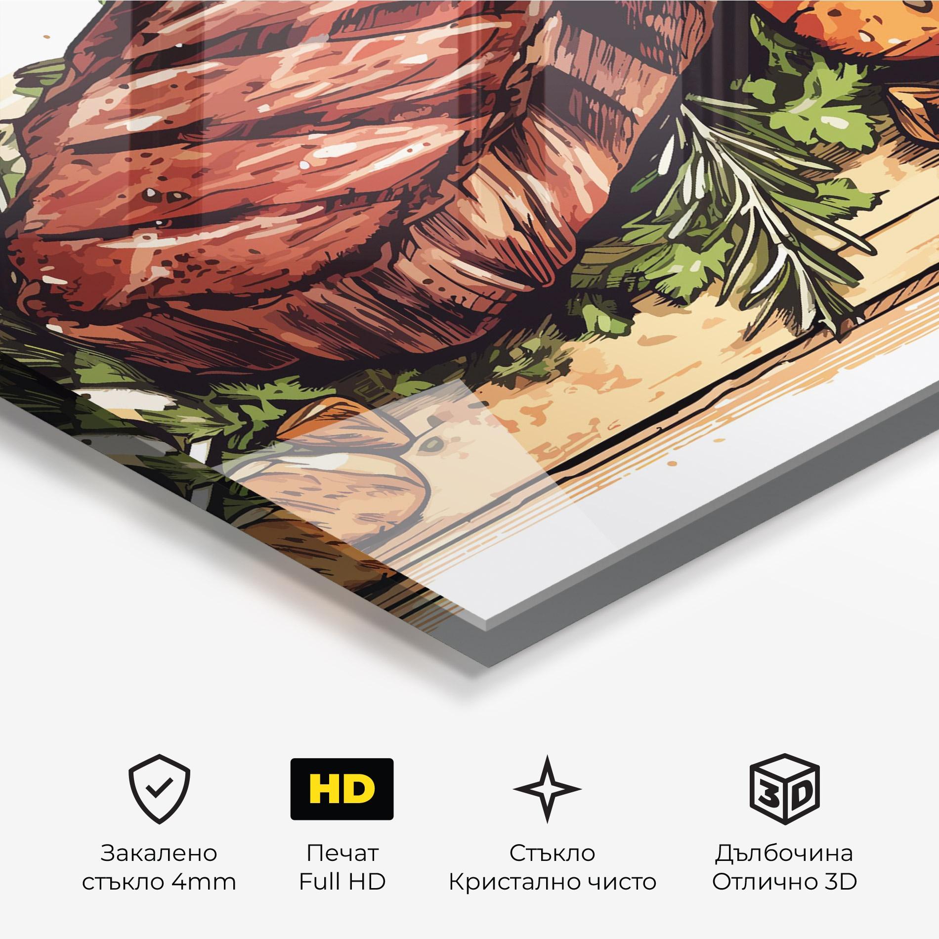Стъклена картина Red Meat Art mockup 3