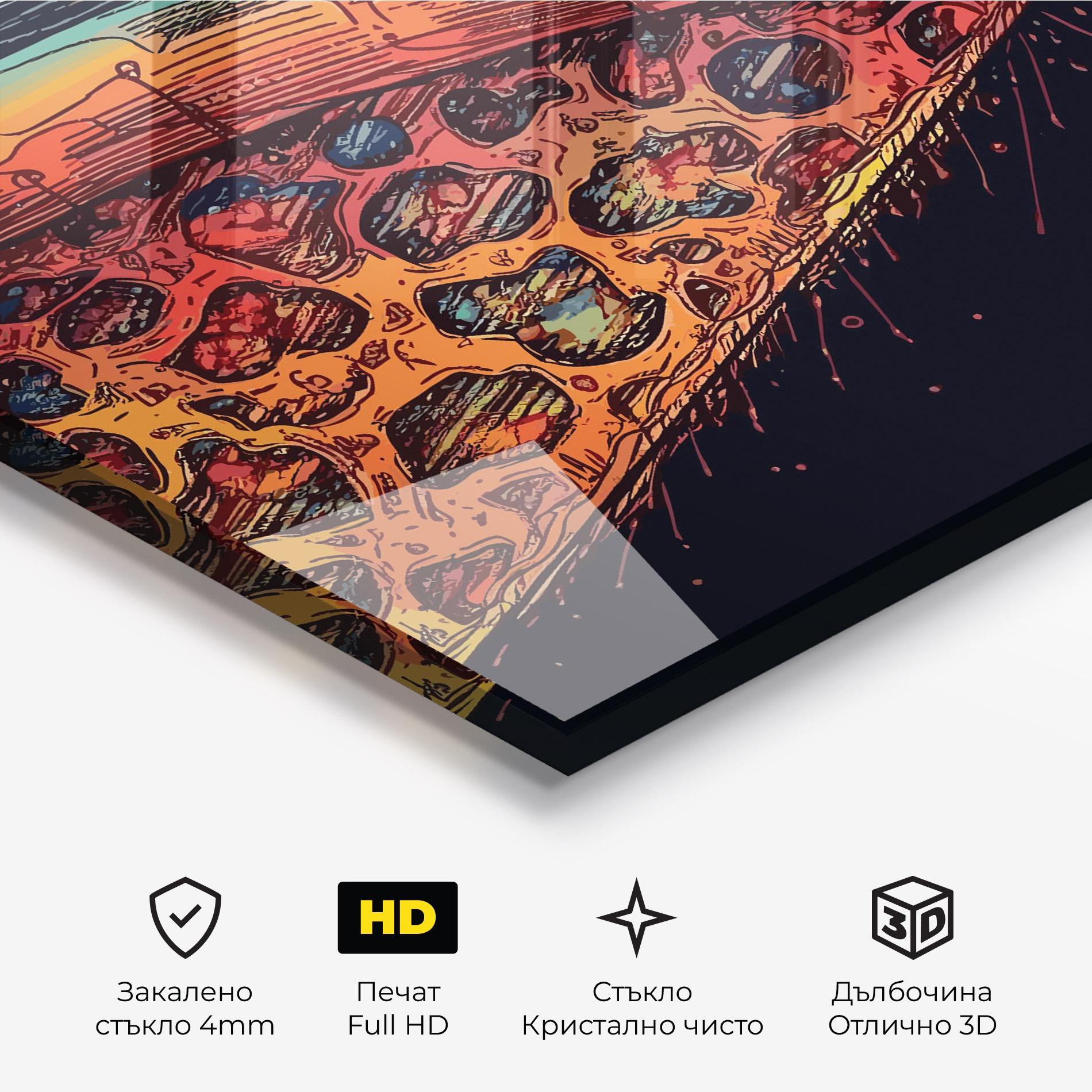 Стъклена картина Red Orange Pizza mockup 3