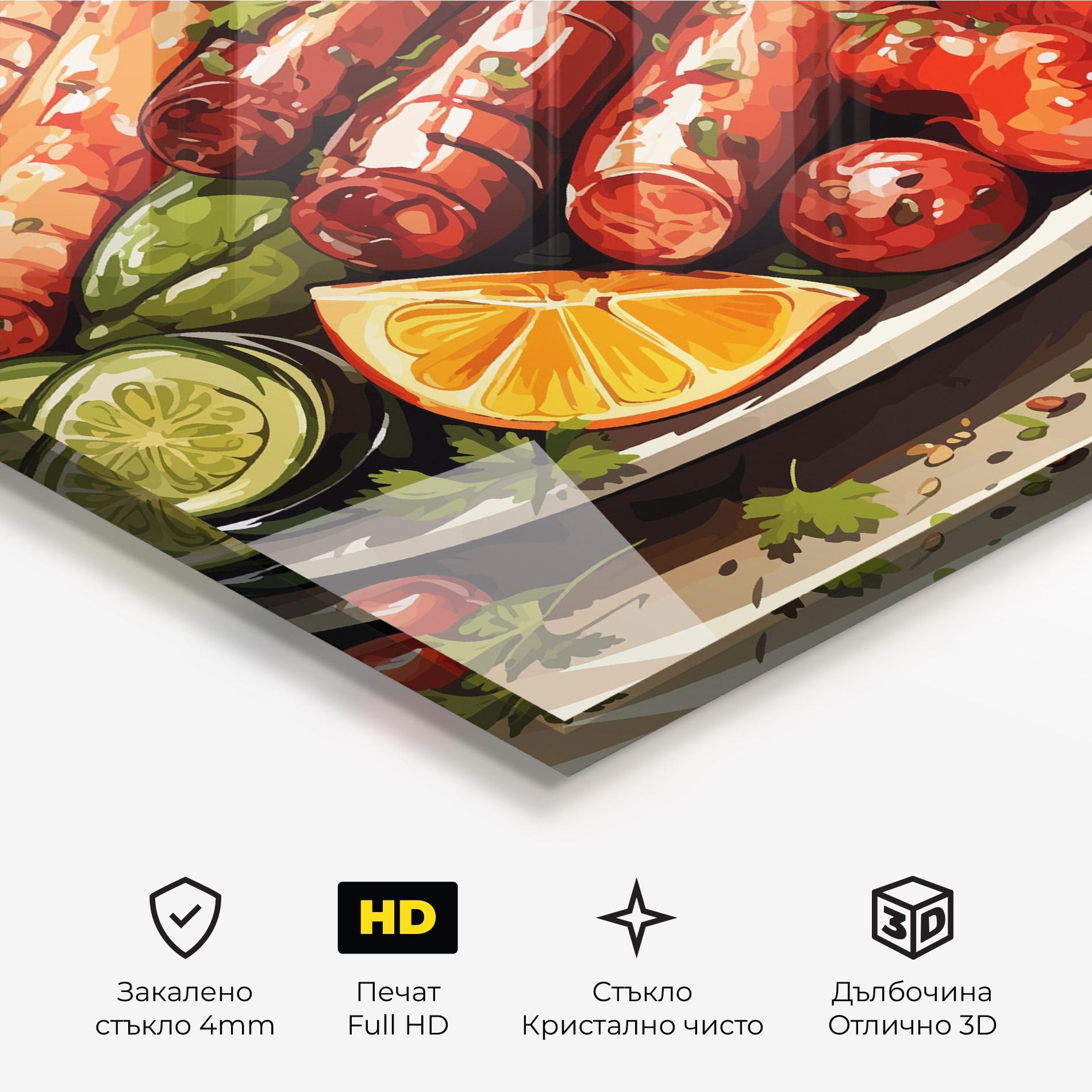 Стъклена картина Tasty Sousages mockup 3