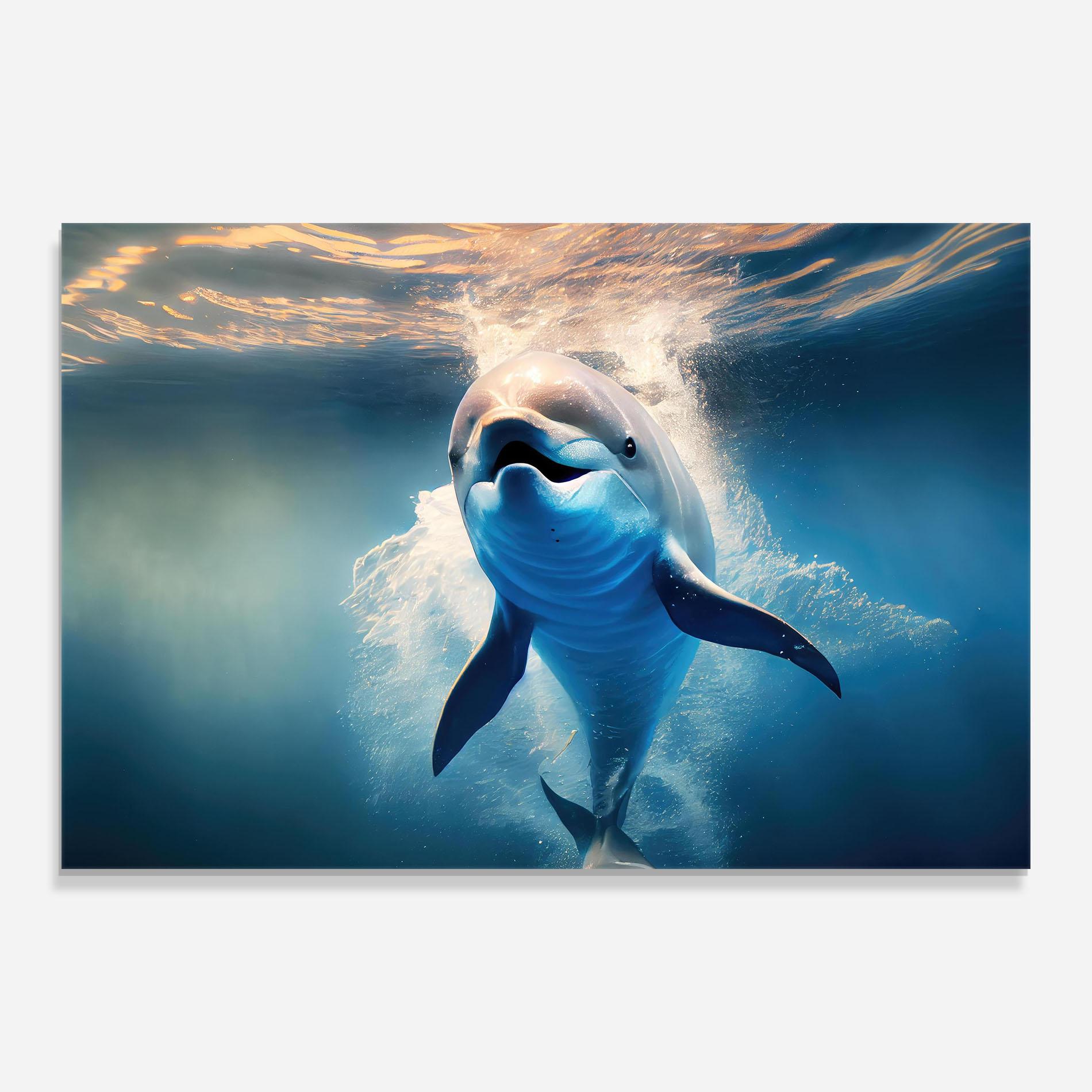 Стъклена картина Happy Dolphin mockup 0