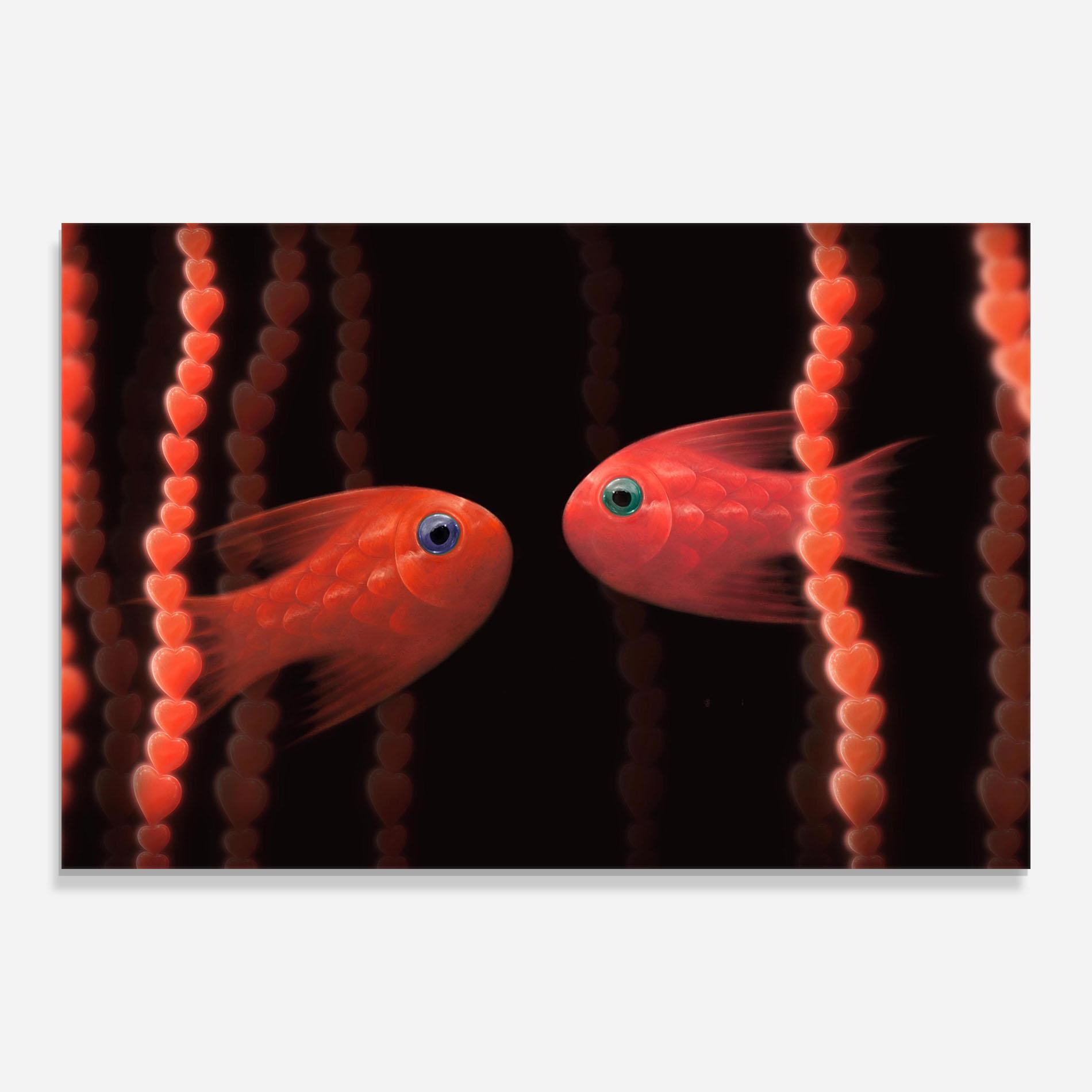 Стъклена картина Orange Fish Heart mockup 0