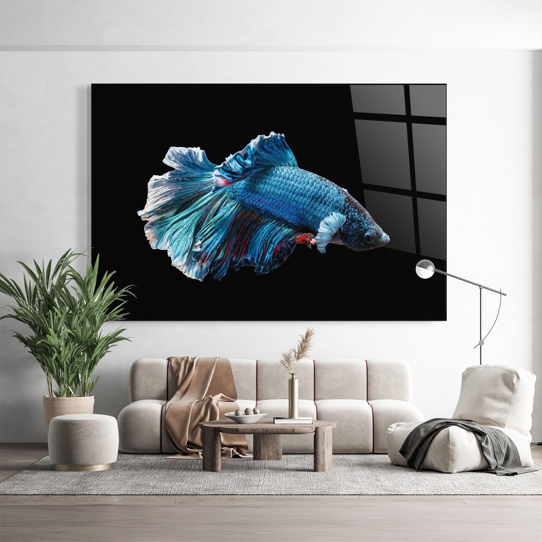 Стъклена картина Blue Betta mockup 9