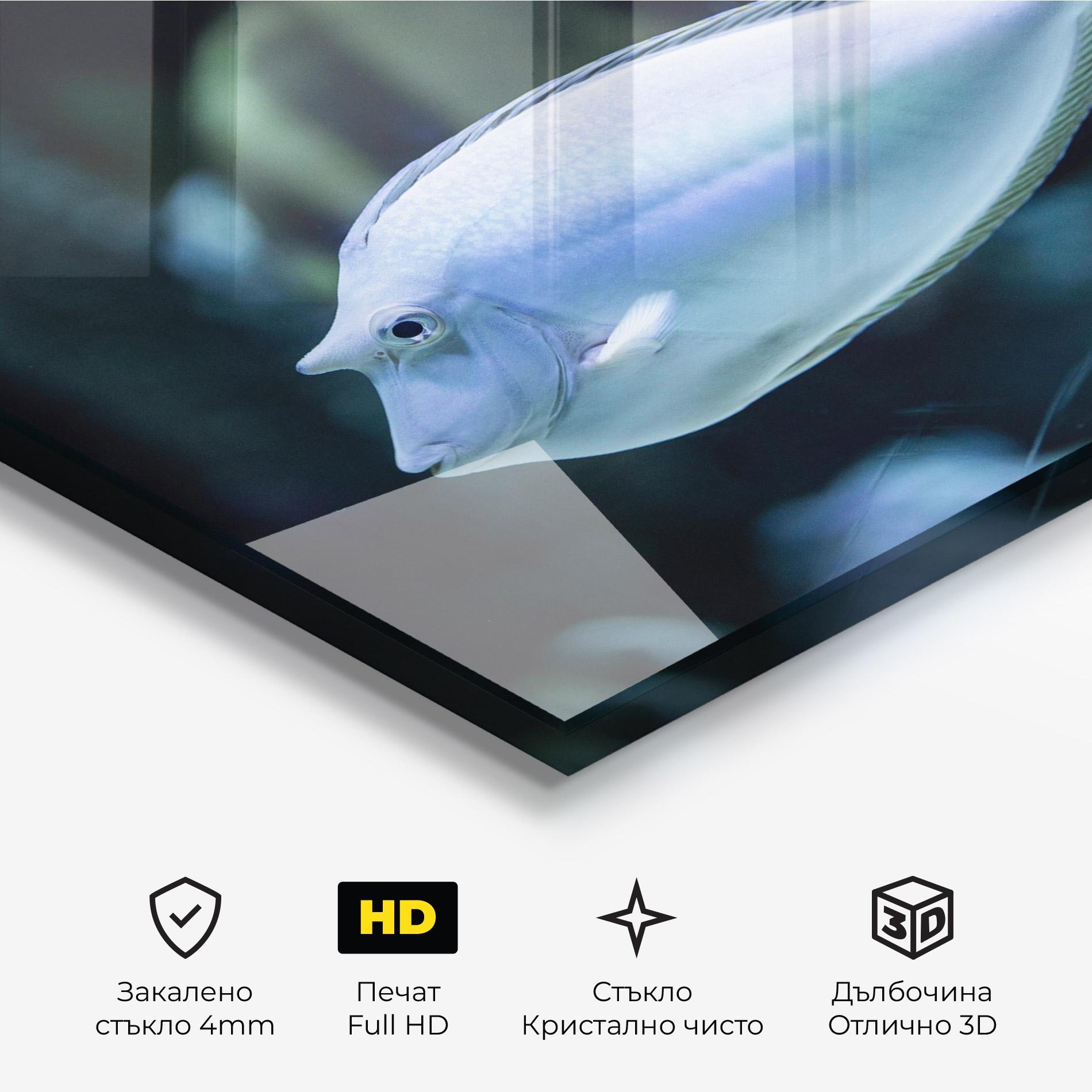 Стъклена картина Funny Face Fish mockup 3