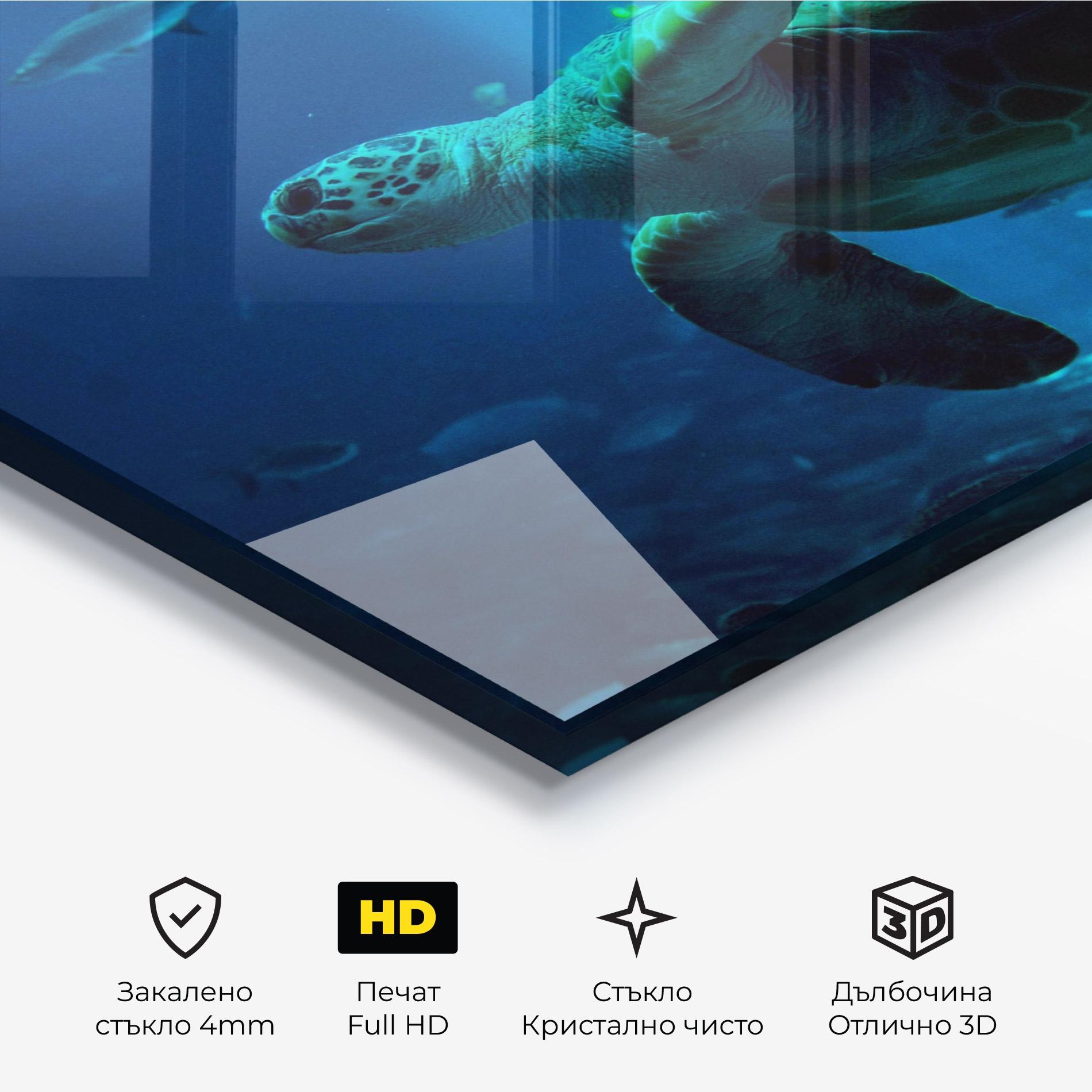 Стъклена картина Green Turtule mockup 3