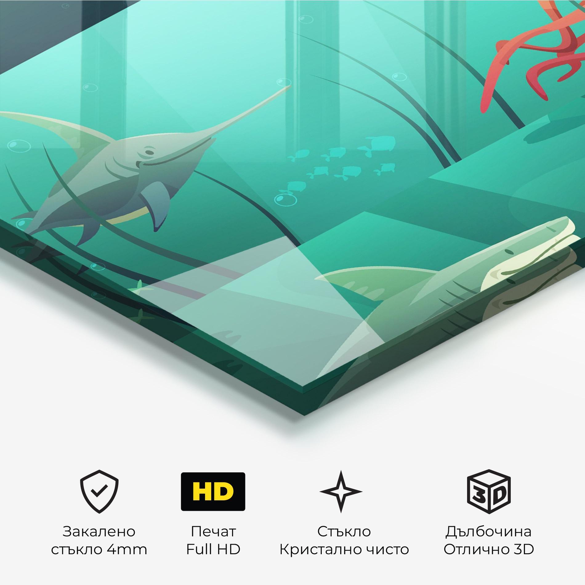 Стъклена картина Kids Ocean mockup 3
