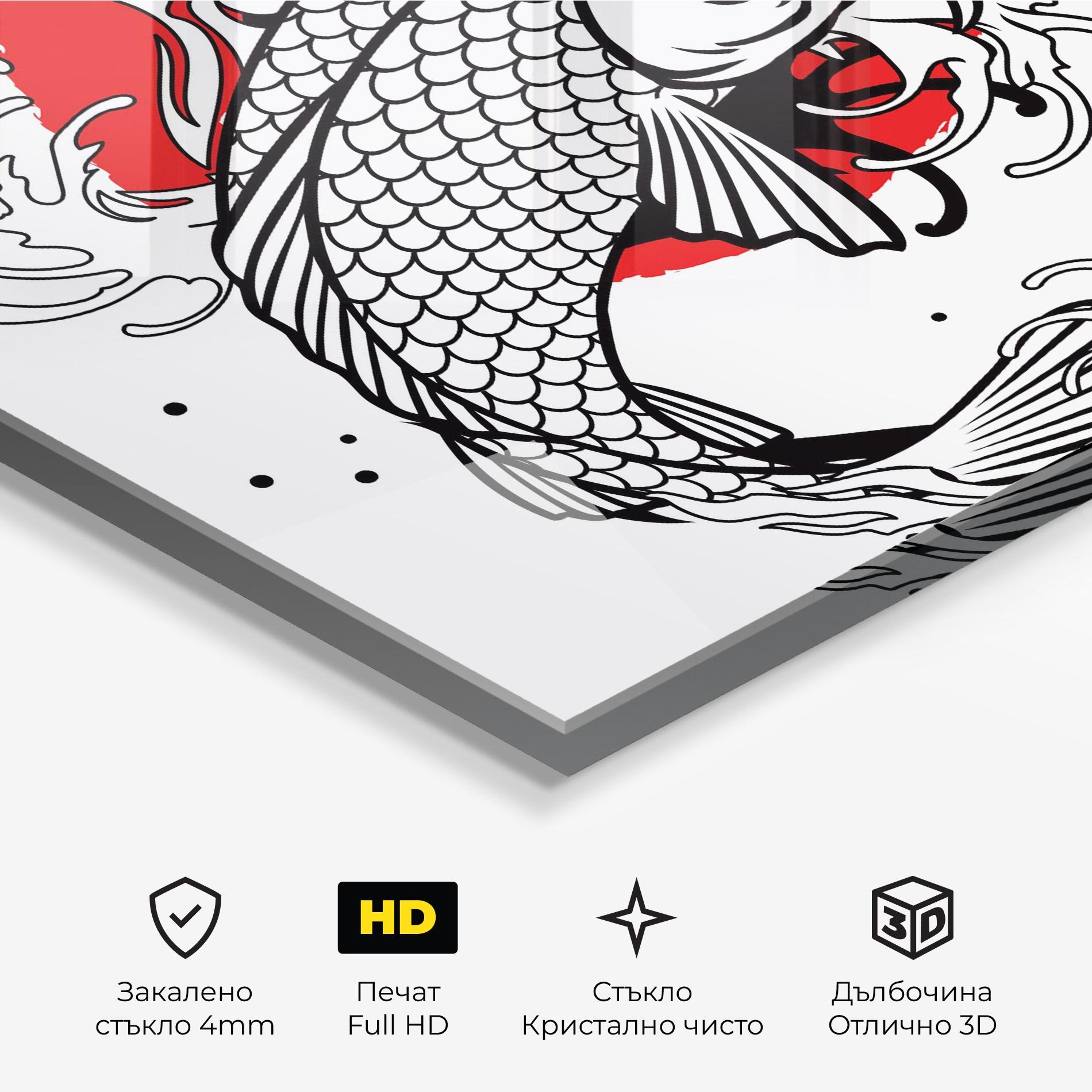 Стъклена картина Koi Design mockup 3