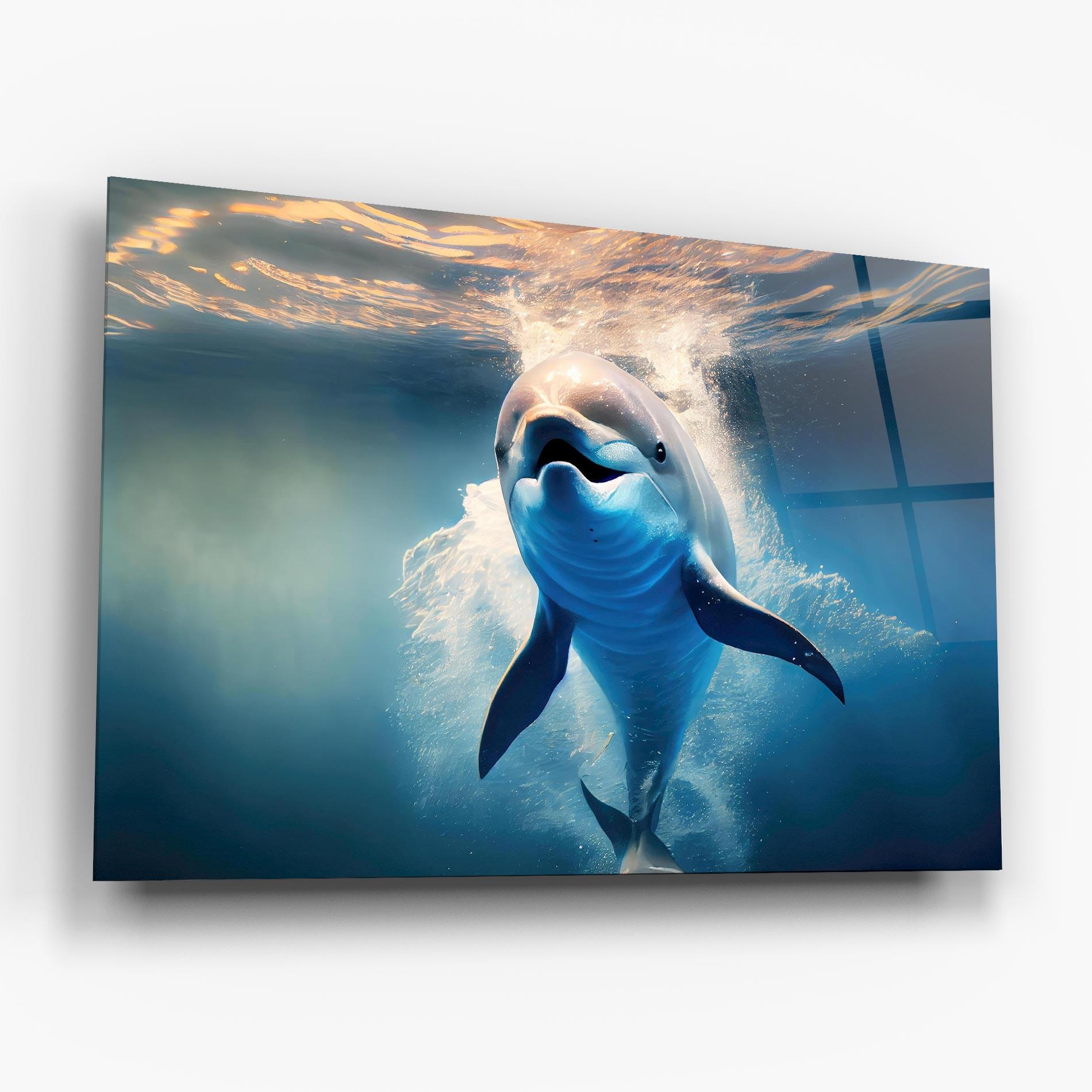 Стъклена картина Happy Dolphin mockup 6