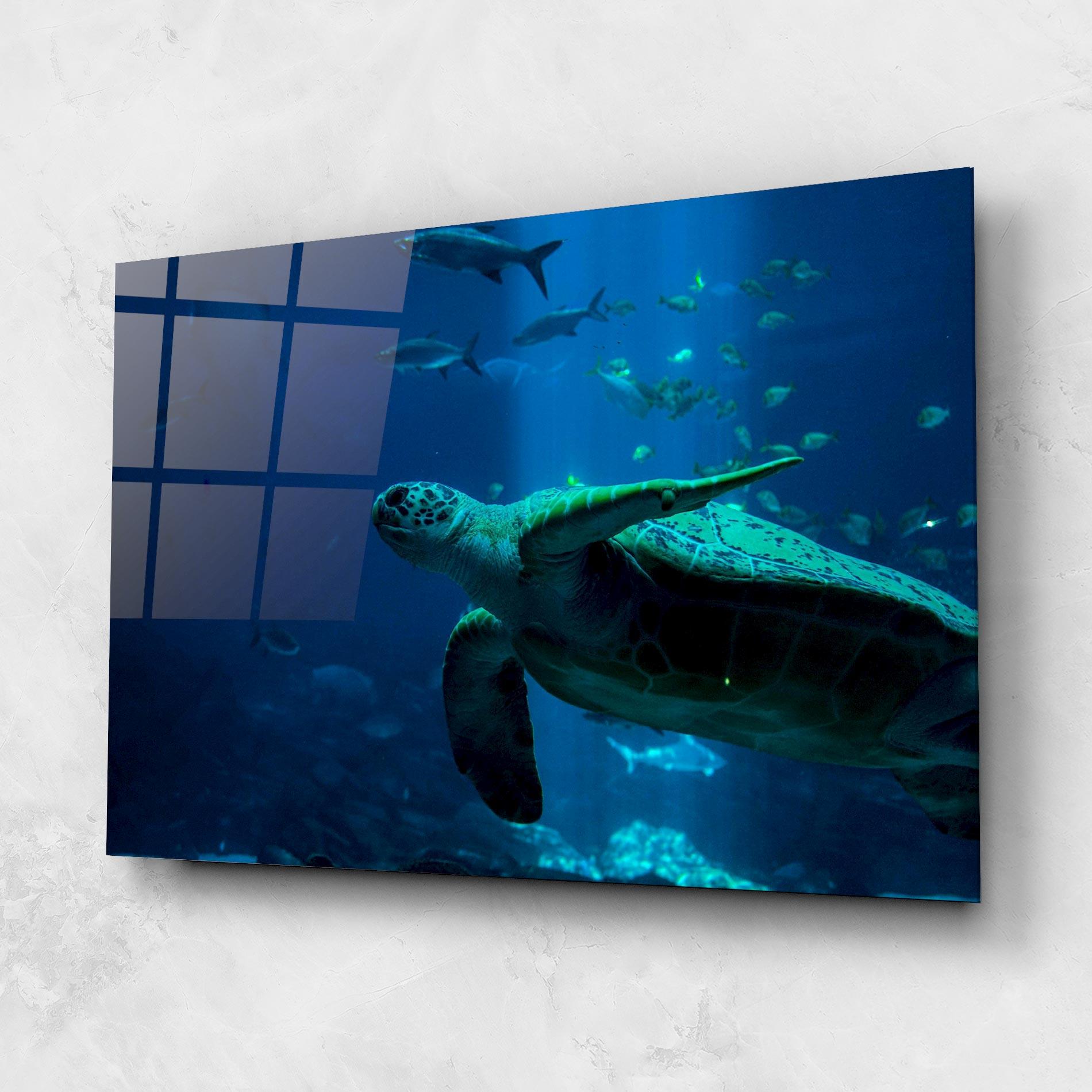 Стъклена картина Green Turtule mockup 1