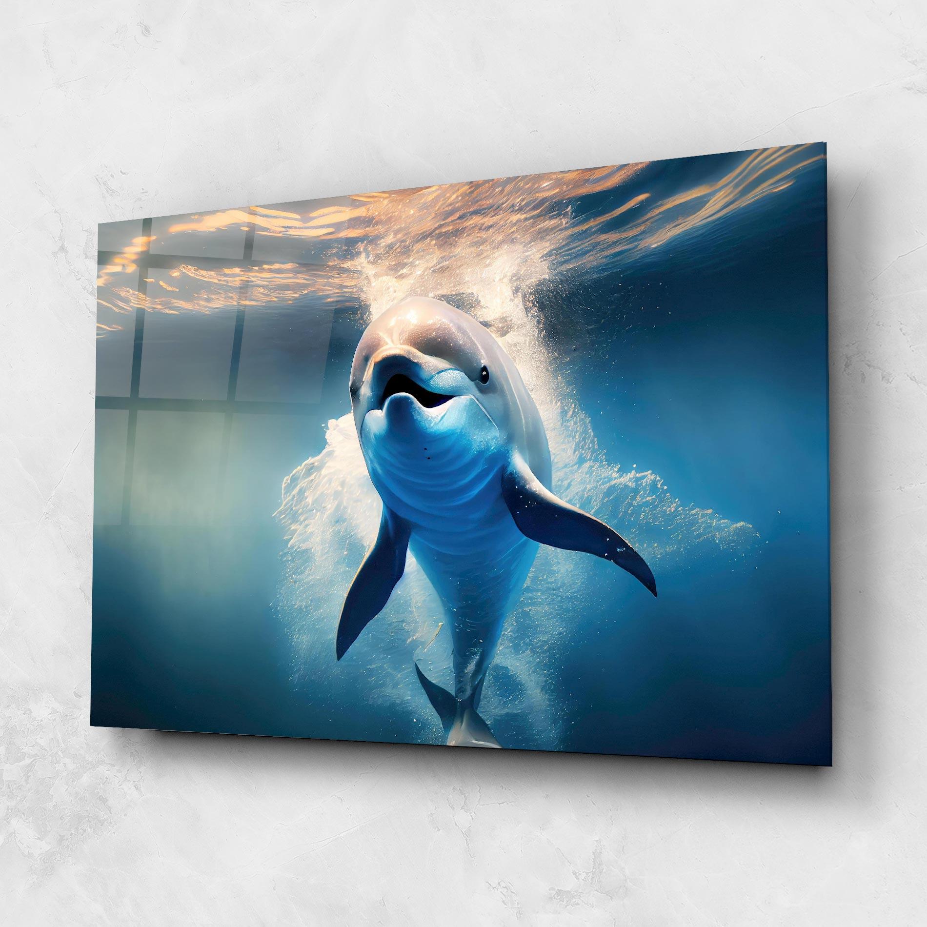 Стъклена картина Happy Dolphin mockup 1