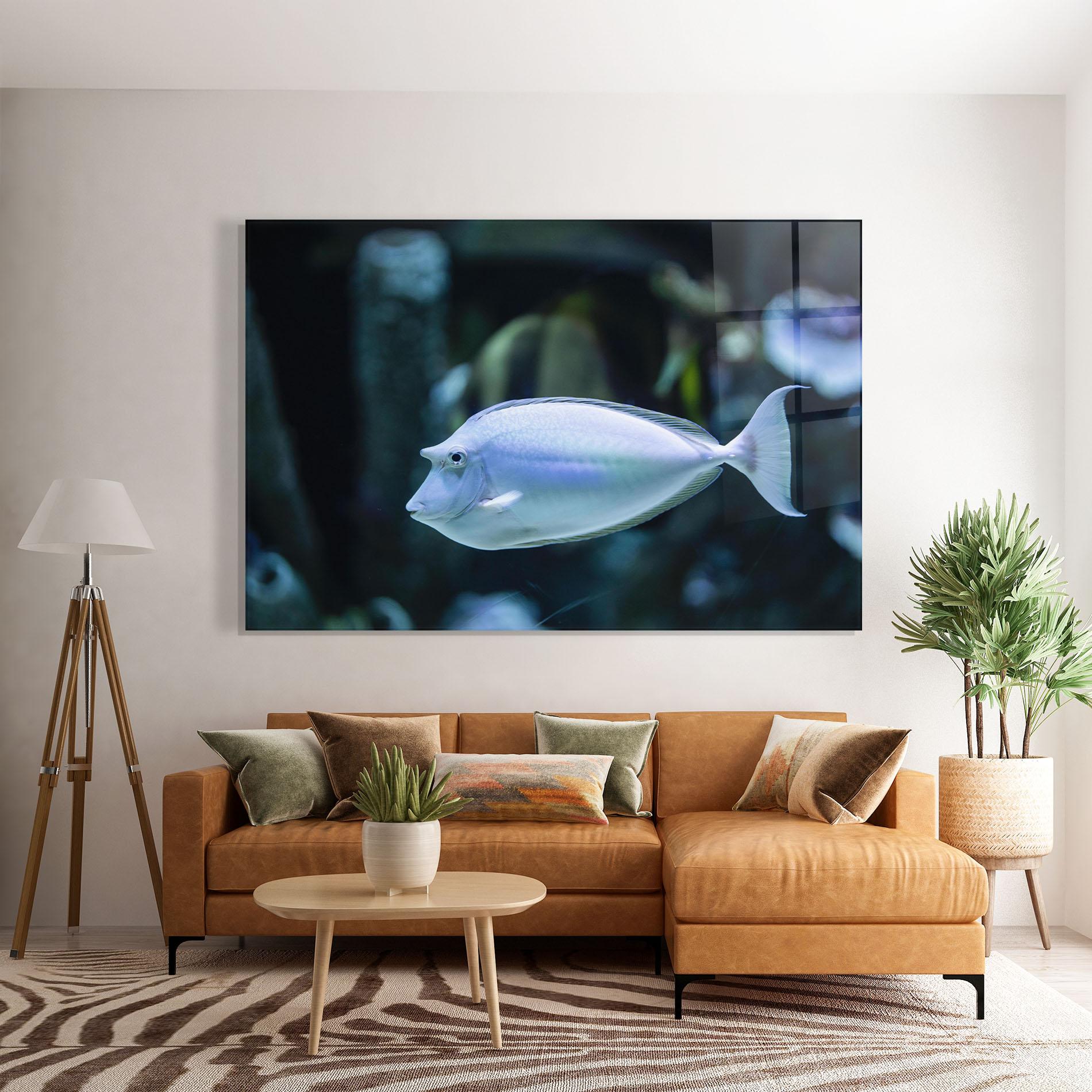 Стъклена картина Funny Face Fish mockup 7