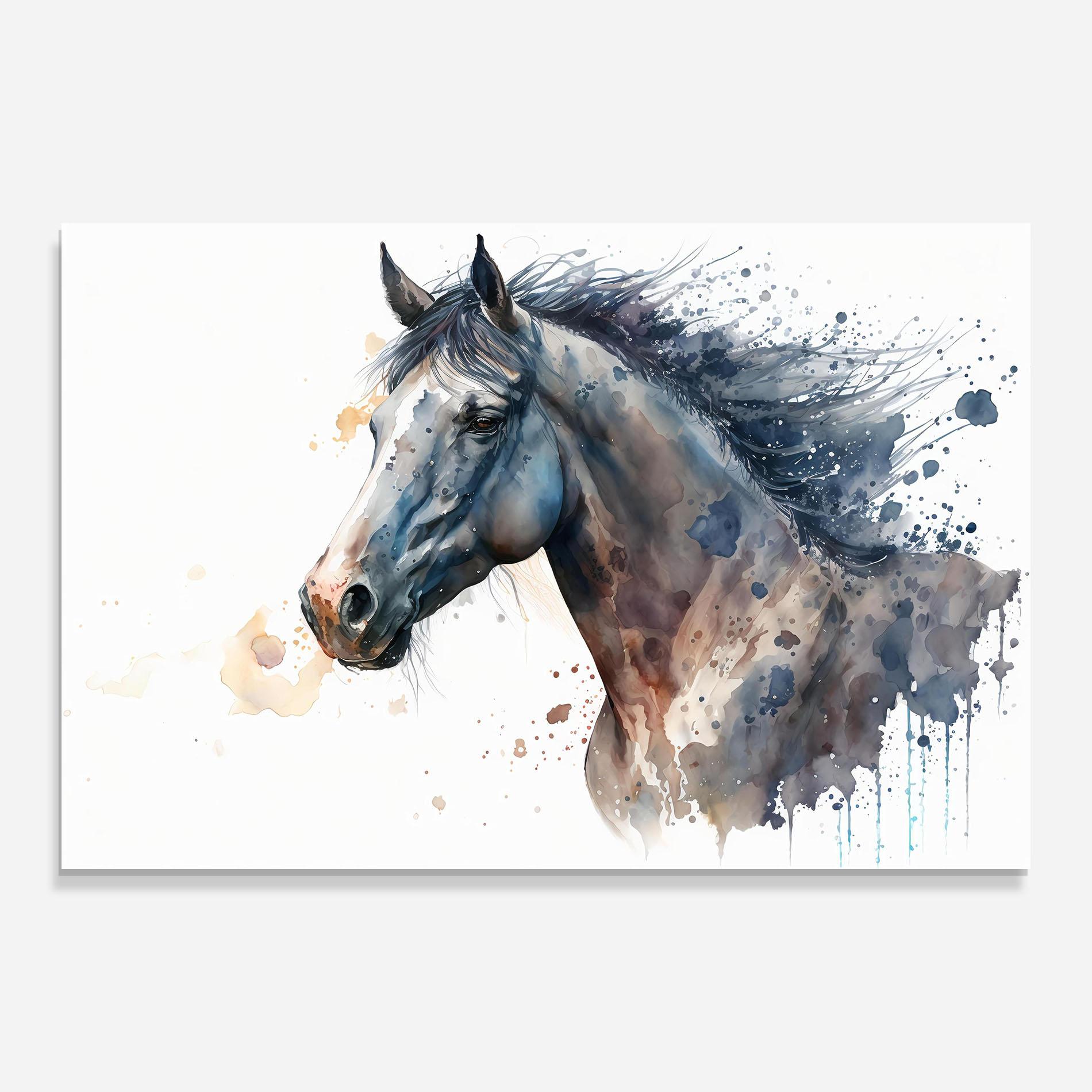 Стъклена картина Blue Horse Painting mockup 0