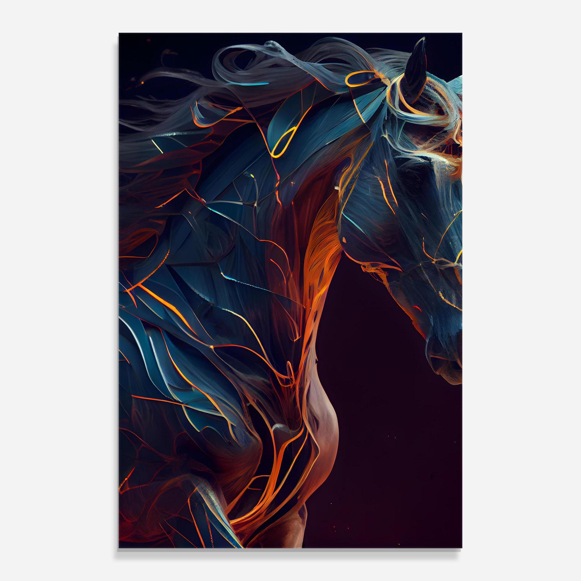 Стъклена картина Fire Lines Horse mockup 0