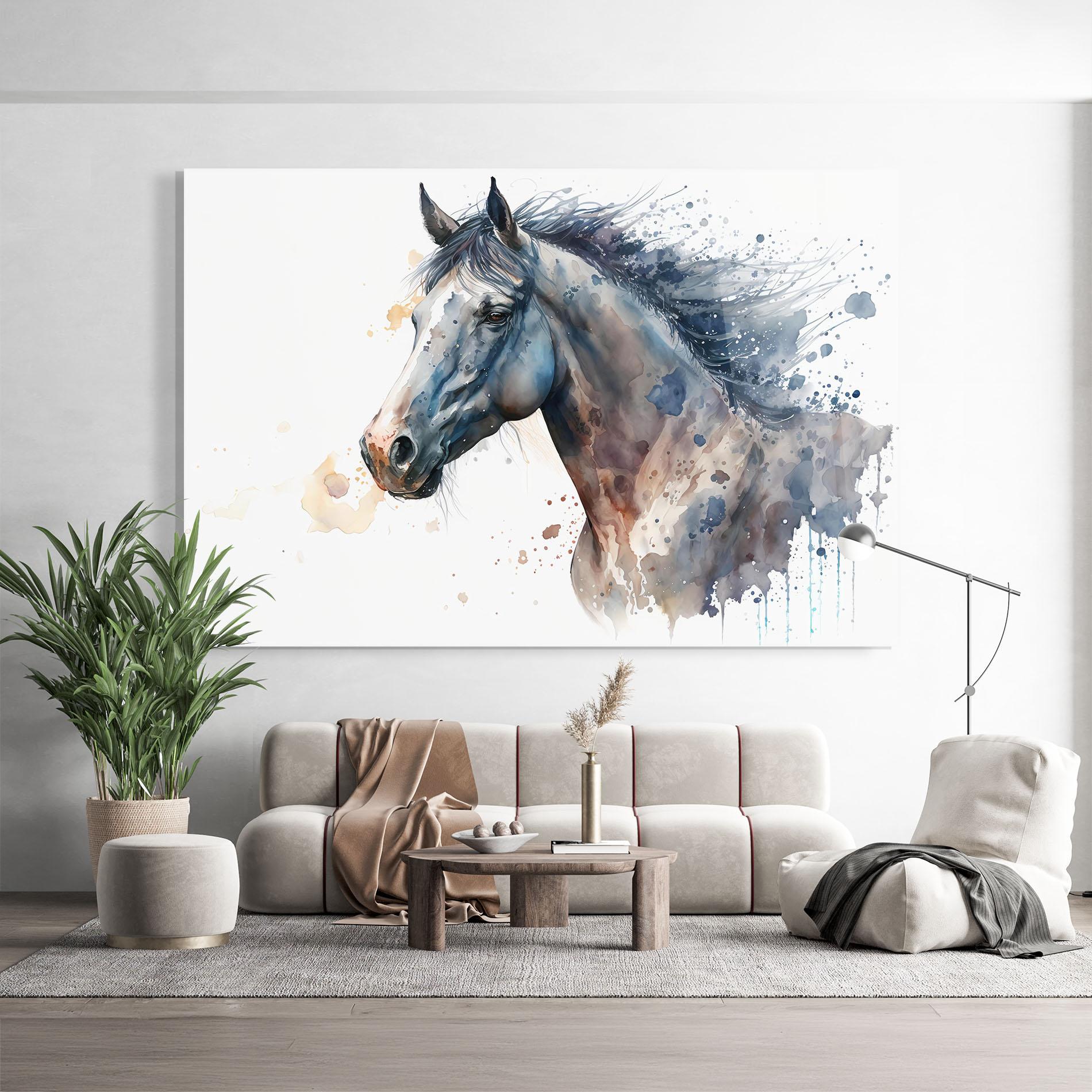 Стъклена картина Blue Horse Painting mockup 9