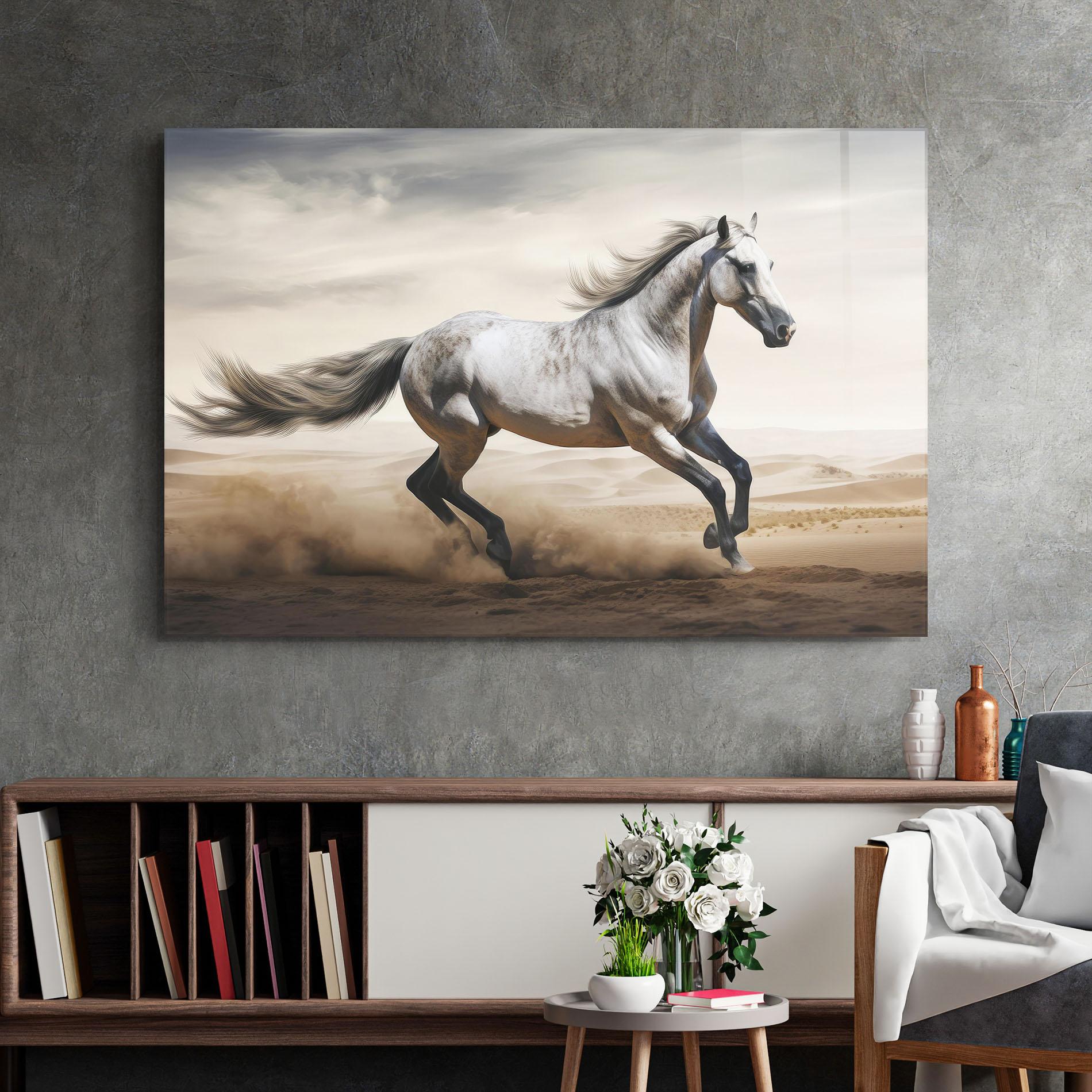 Стъклена картина Desert Horse Galloping mockup 2