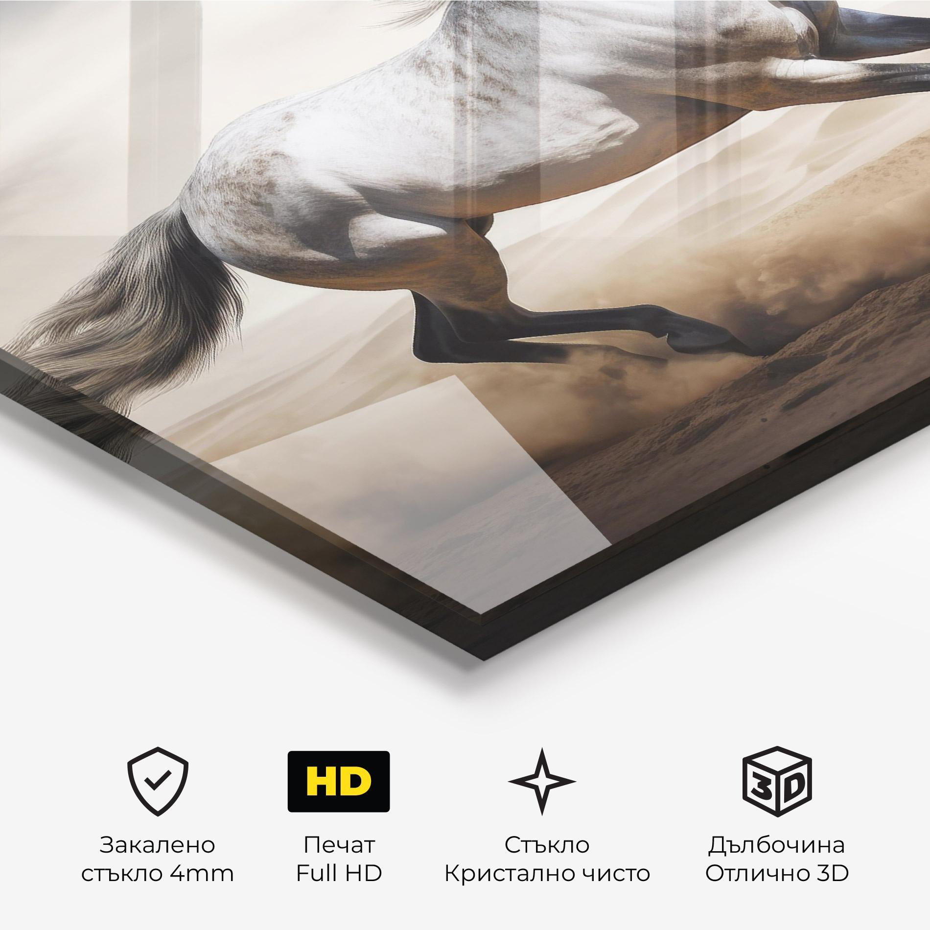 Стъклена картина Desert Horse Galloping mockup 3