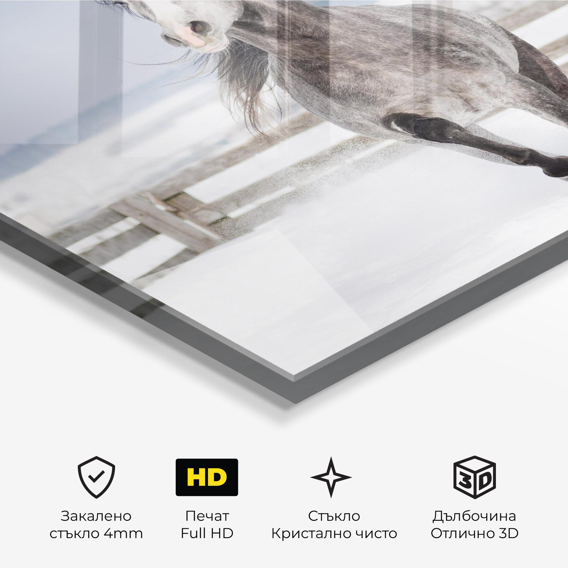Стъклена картина Horse Running Free mockup 3