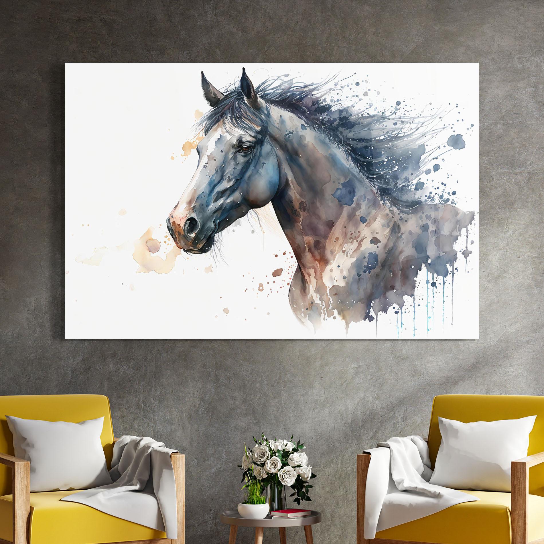 Стъклена картина Blue Horse Painting mockup 4