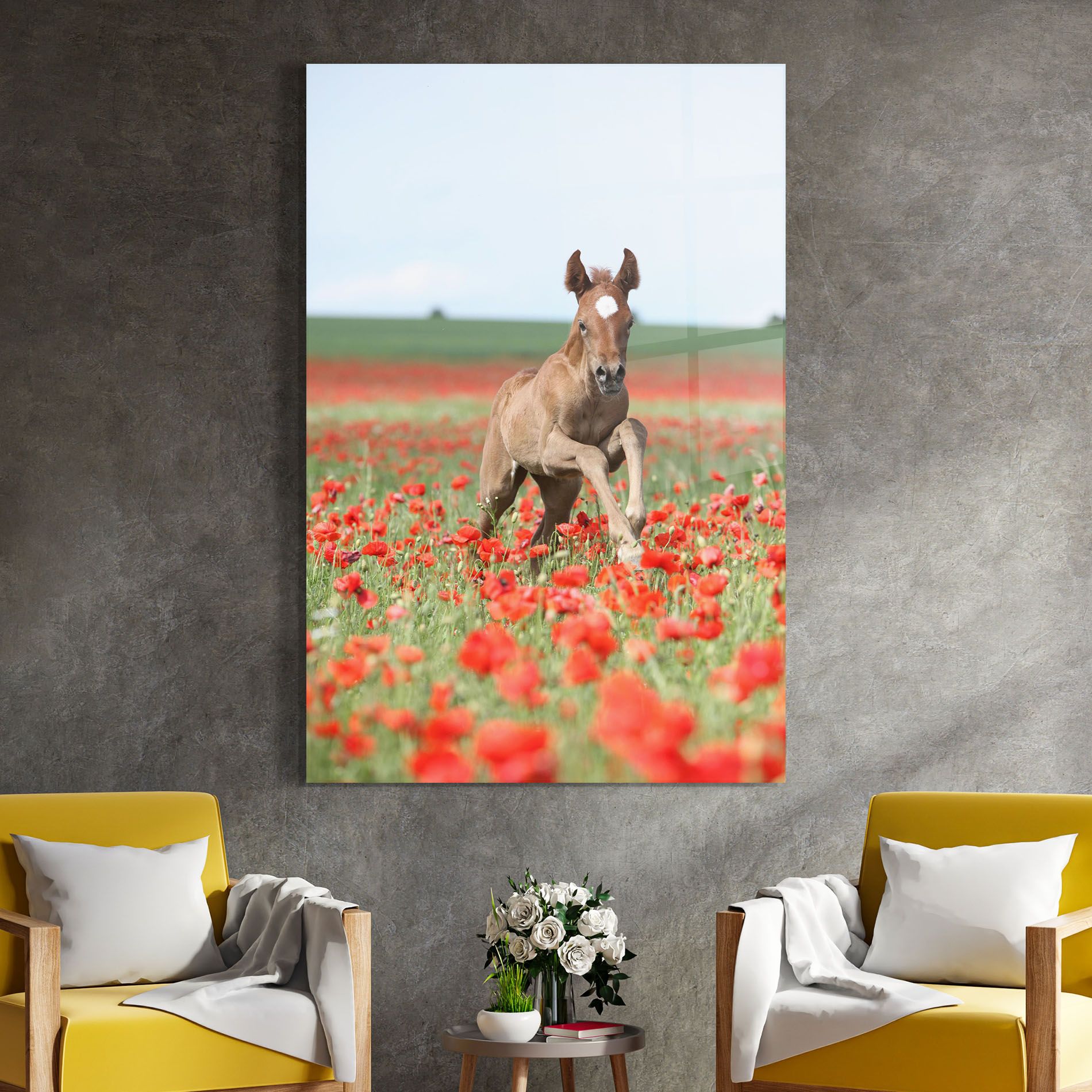 Red Flowers Horse mockup 4