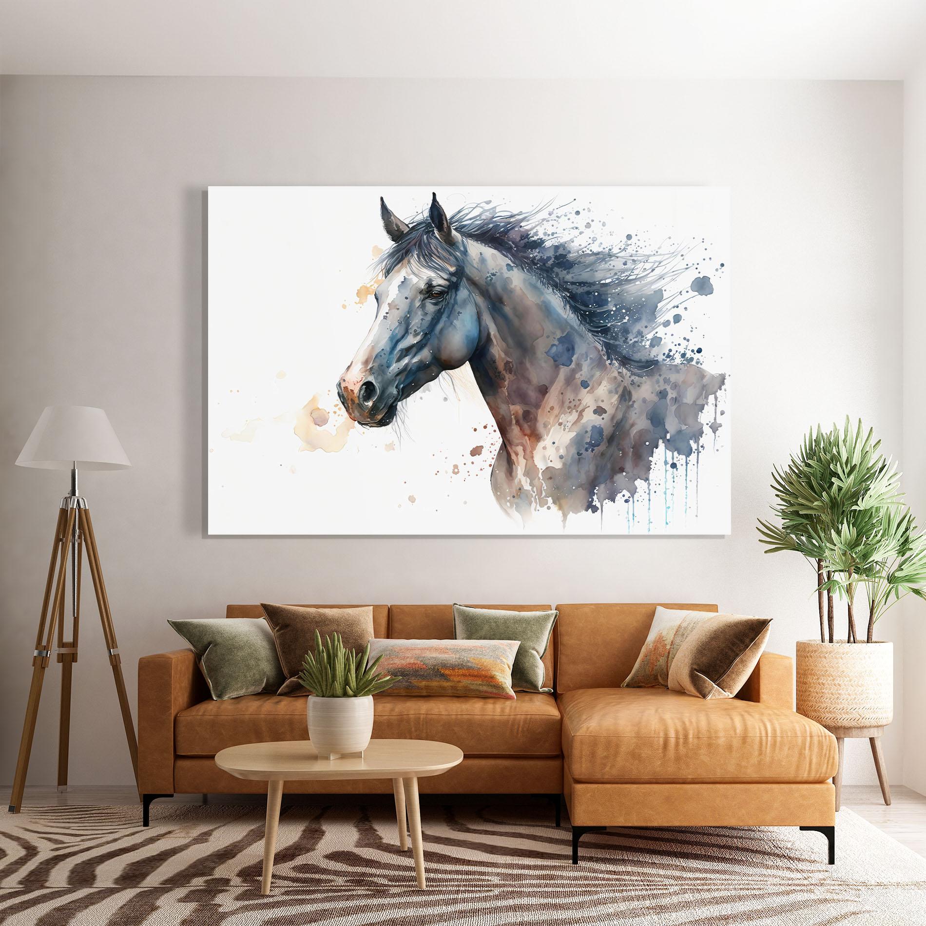 Стъклена картина Blue Horse Painting mockup 7