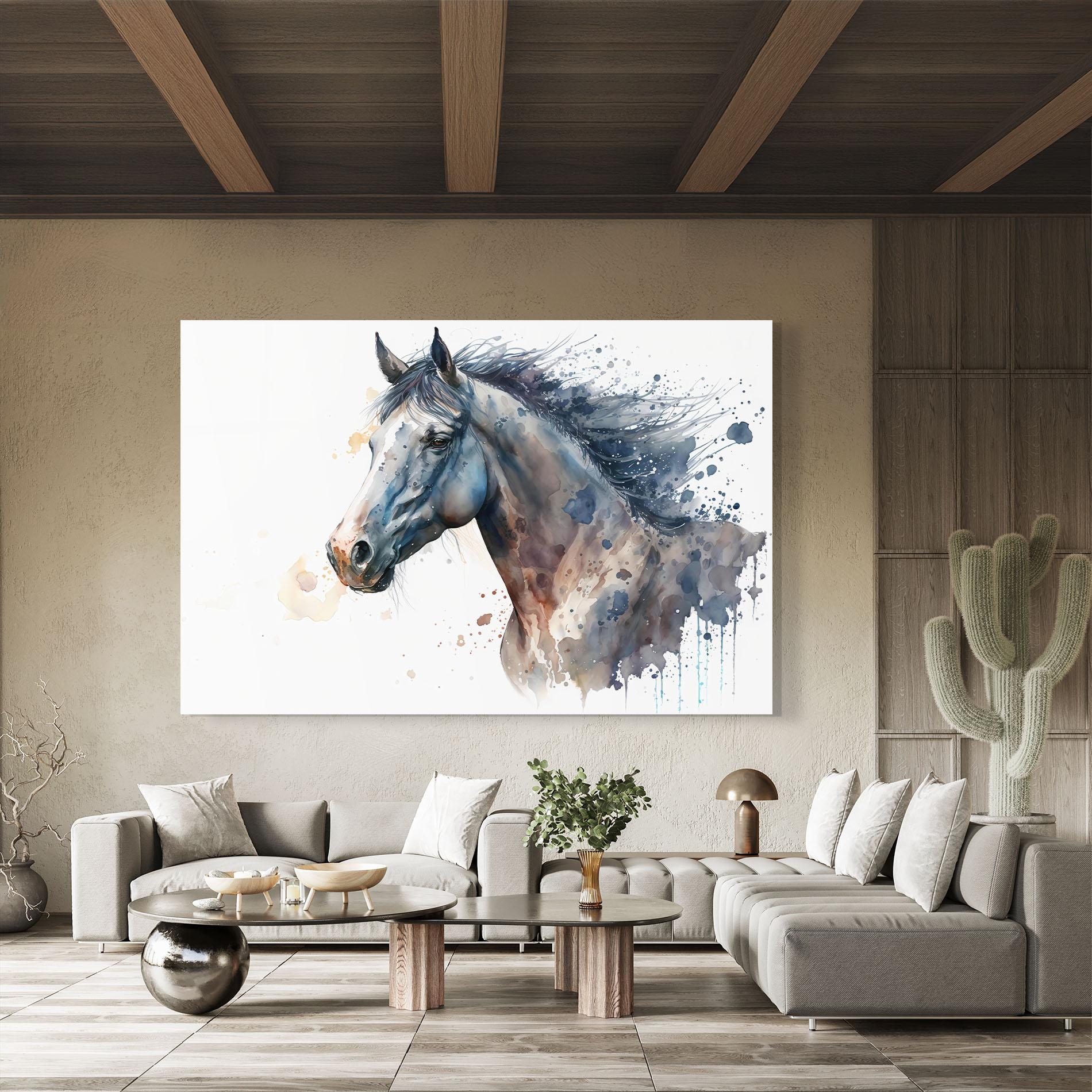 Стъклена картина Blue Horse Painting mockup 8