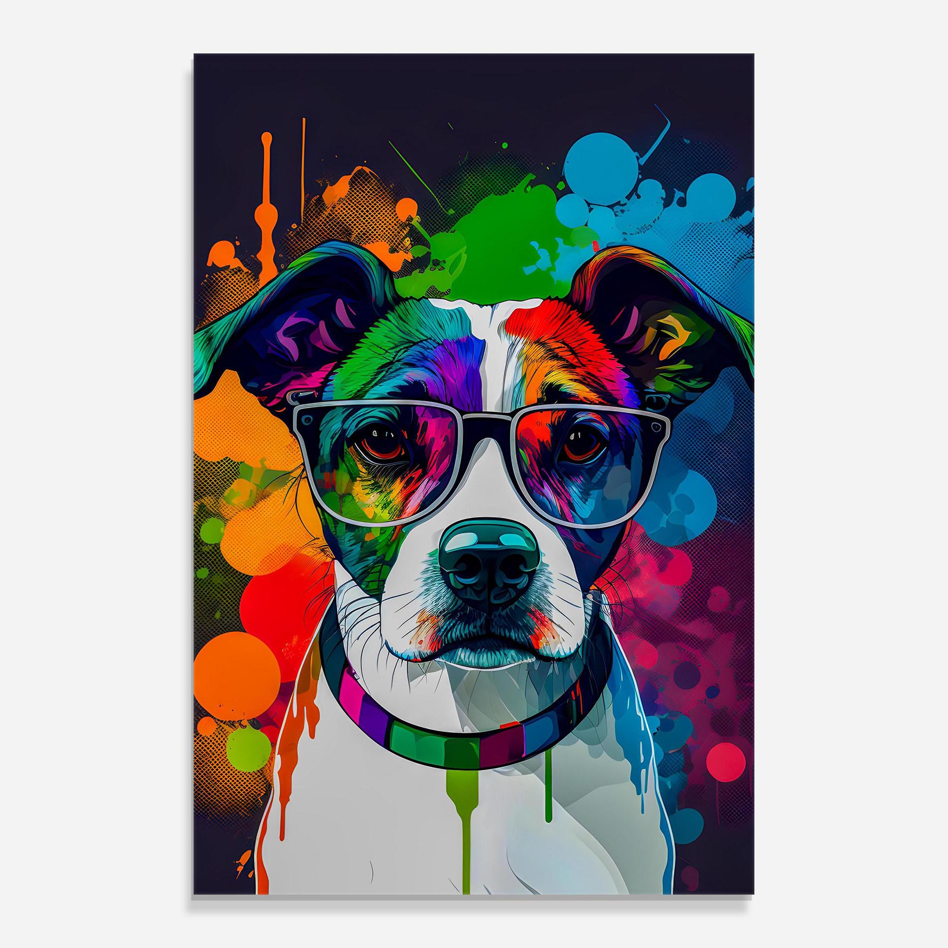Стъклена картина Colorful Dog mockup 0