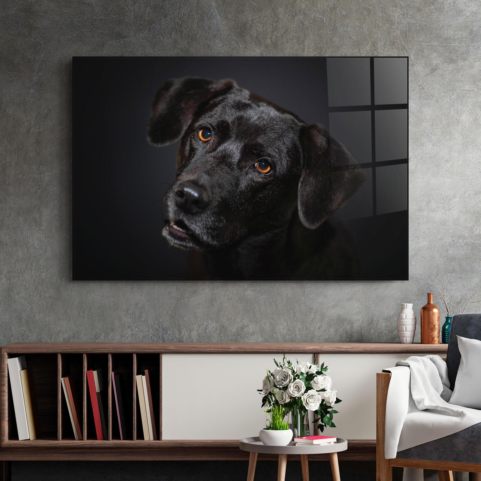 Стъклена картина Black Dog Portrait mockup 2