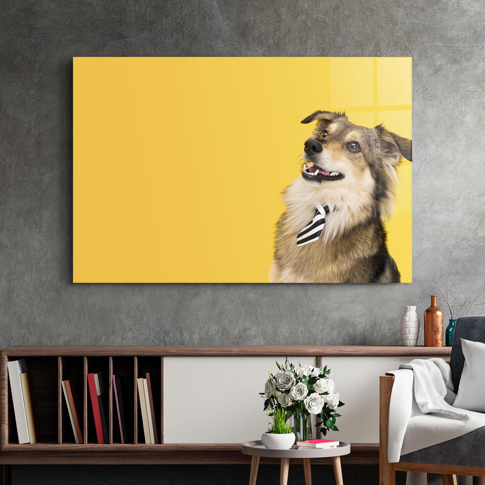 Стъклена картина Cute Smiling Dog mockup 2