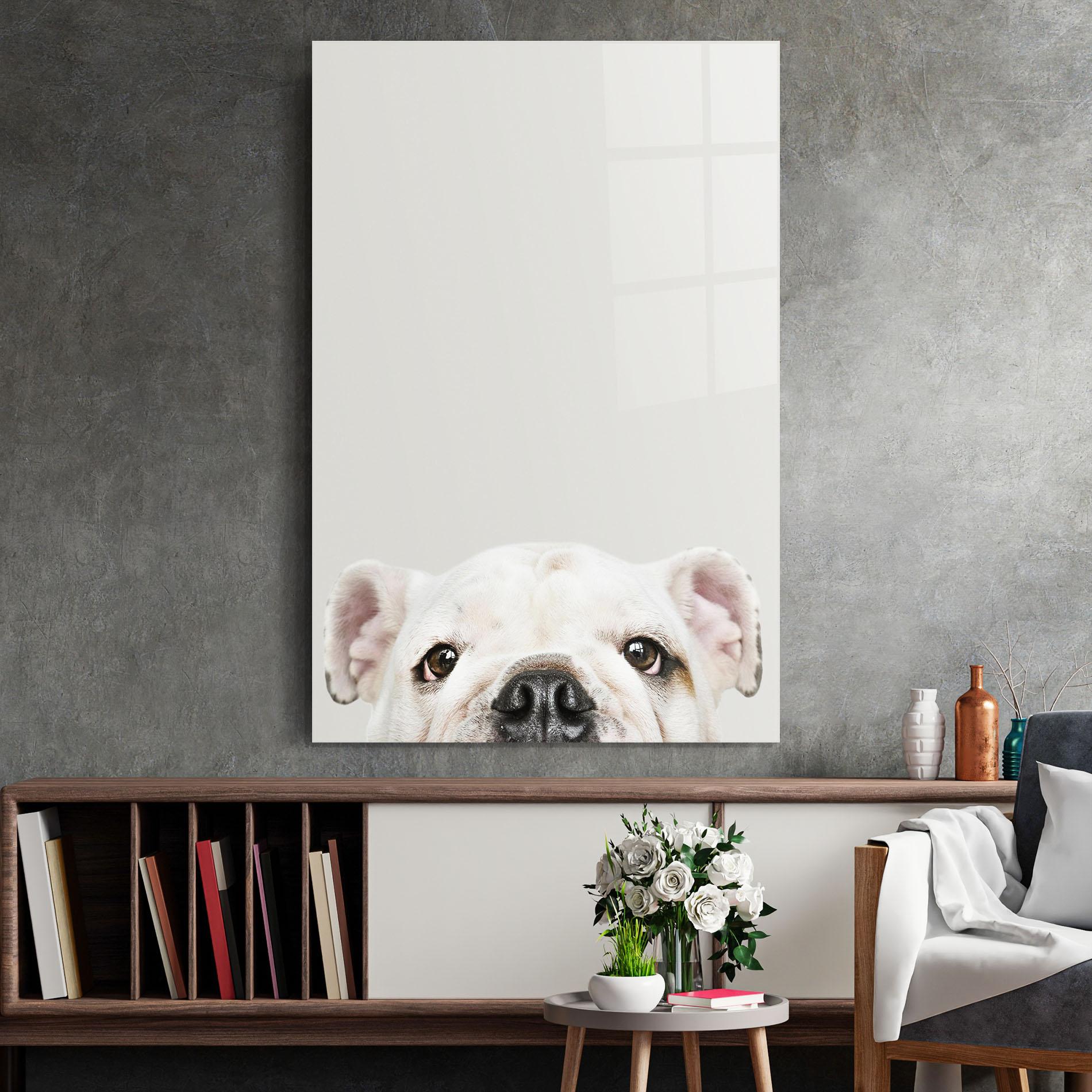 Стъклена картина Bulldog Eyes mockup 2
