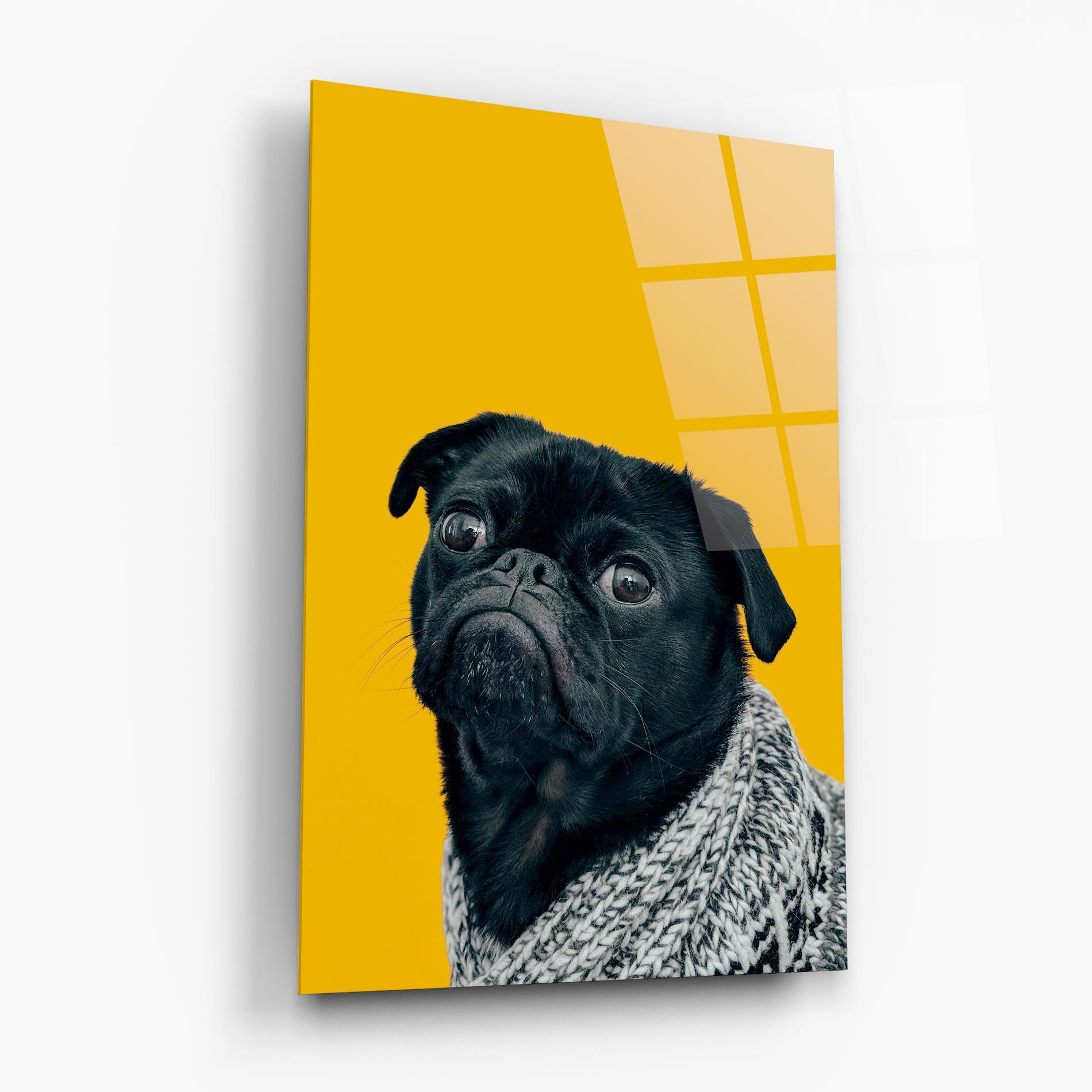 Стъклена картина Black Pug mockup 6